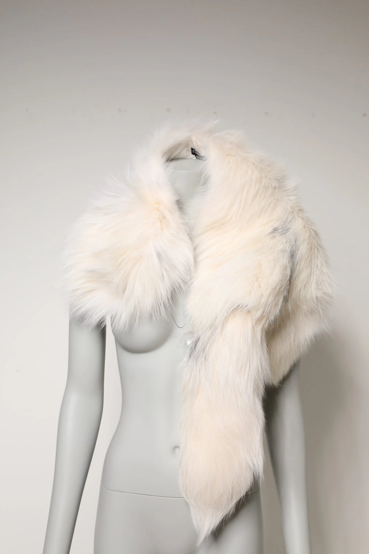 Dolce & Gabbana White Fox Fur Neck Wrap Warmer Winter Scarf - Scarves & Shawls