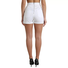 Dolce & Gabbana White Front Lace High Waist Hot Pants Shorts - IT40|S