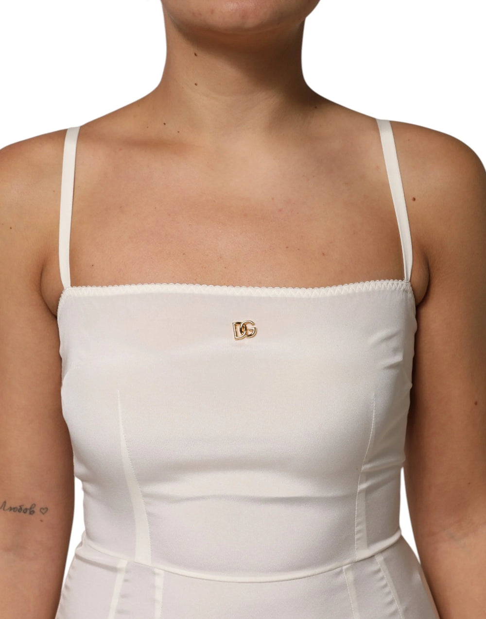 Dolce & Gabbana White Full Slip DG Logo Silk Dress Sleepwear - IT44 | L - Nightgowns