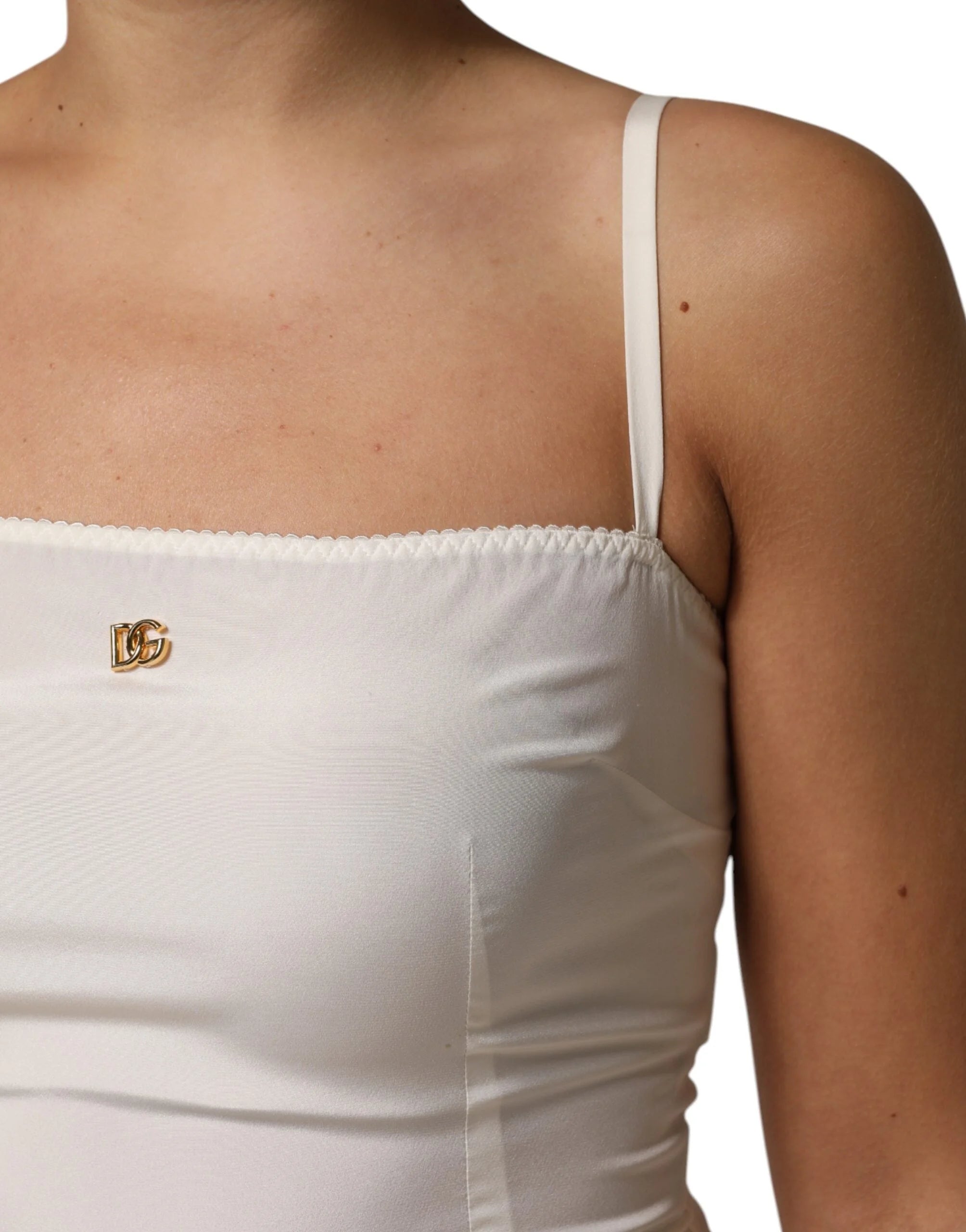 Dolce & Gabbana White Full Slip DG Logo Silk Dress Sleepwear - IT44 | L - Nightgowns