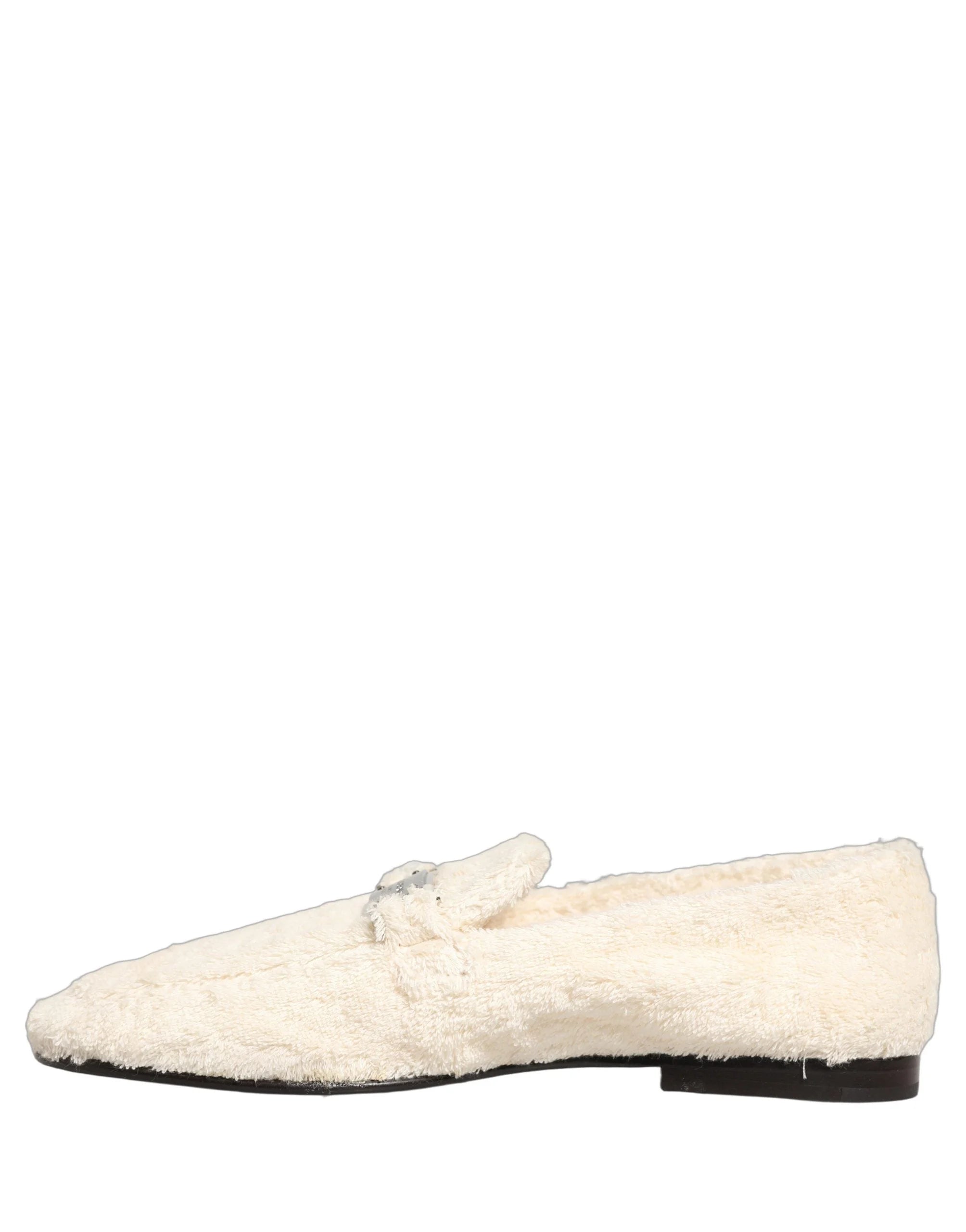 Dolce & Gabbana White Fur Shearling Men Dress Loafers Shoes - EU43/US10