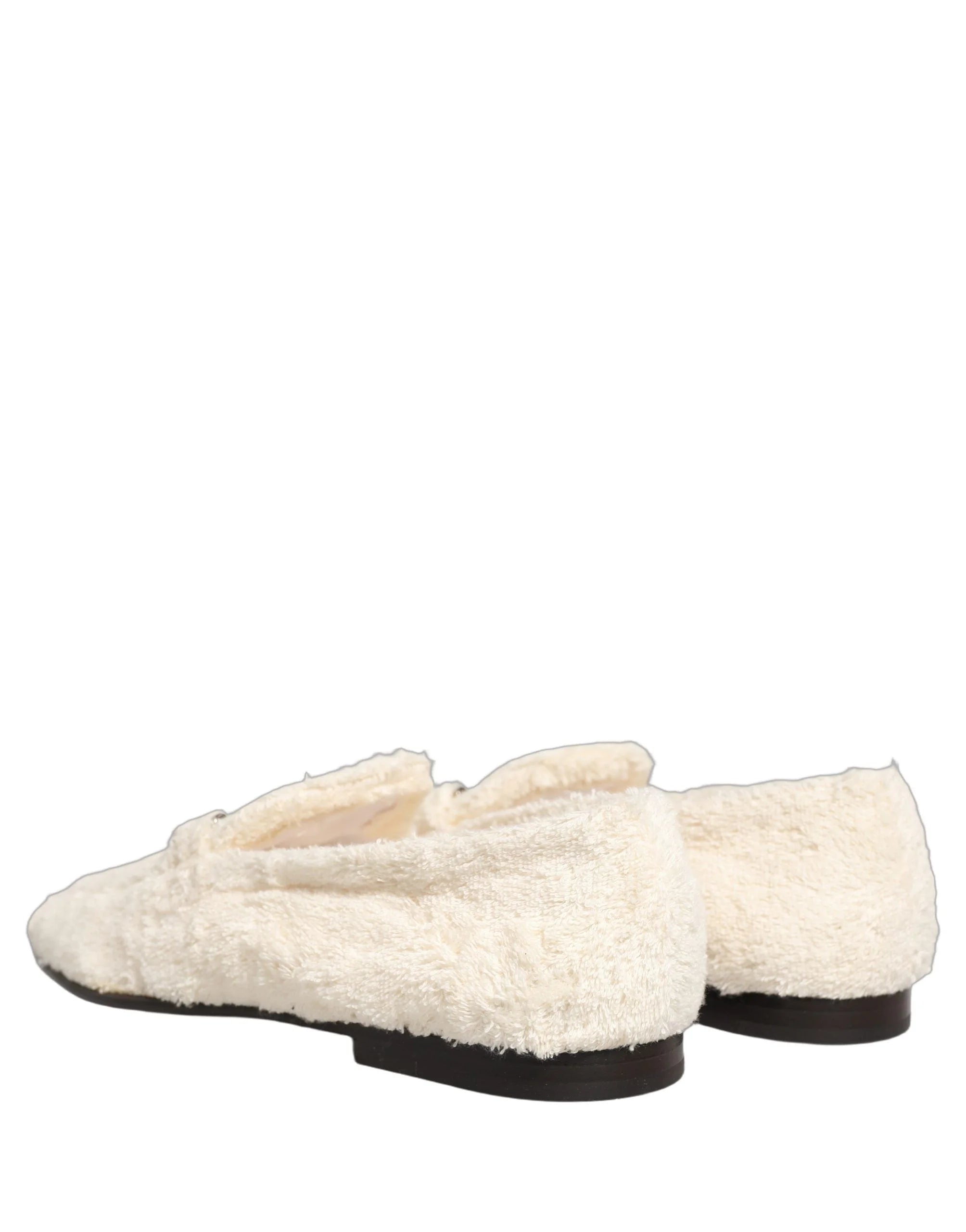 Dolce & Gabbana White Fur Shearling Men Dress Loafers Shoes - EU43/US10