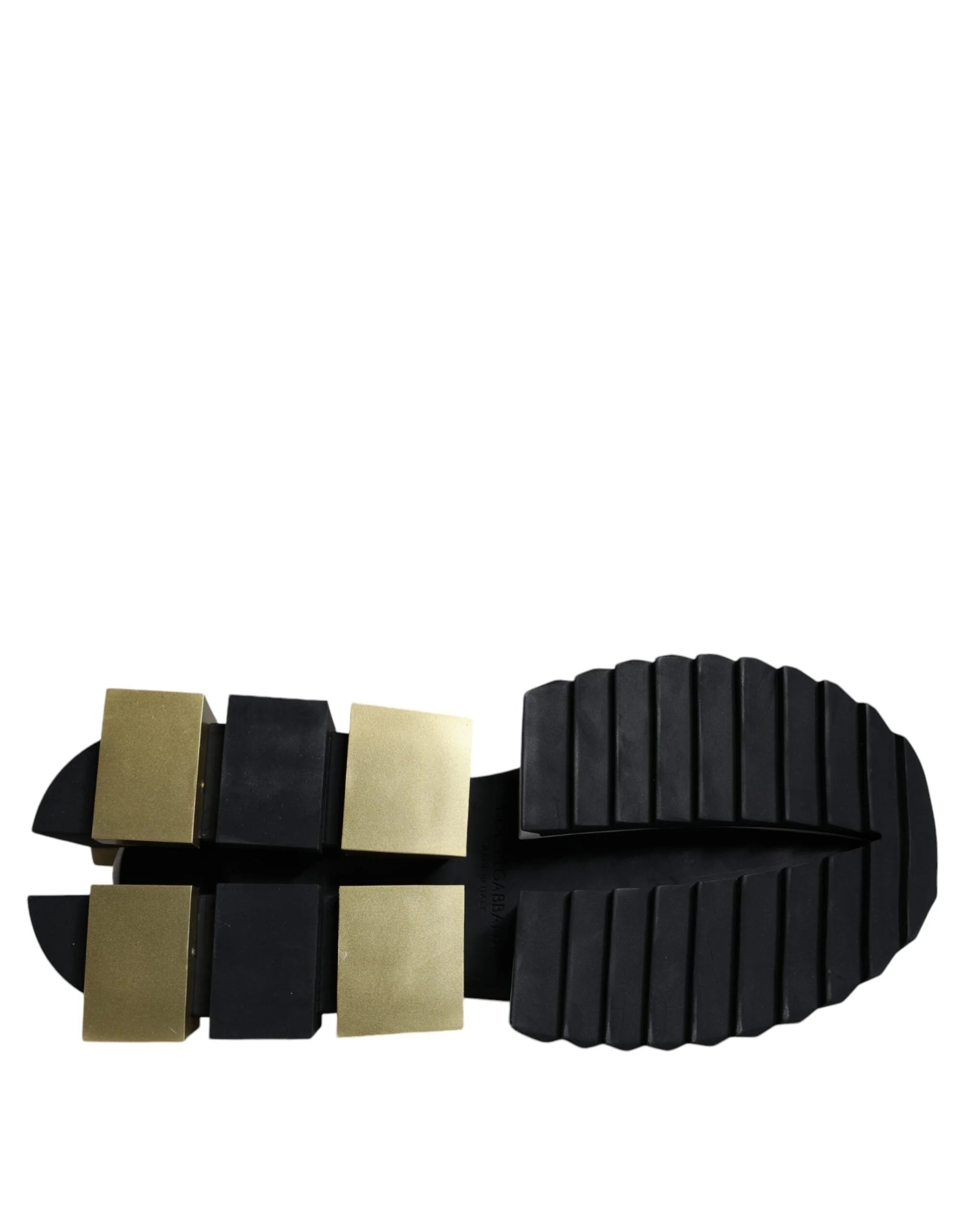 Dolce & Gabbana White Gold Black Leather SUPER KING Sneakers Shoes - Sneakers