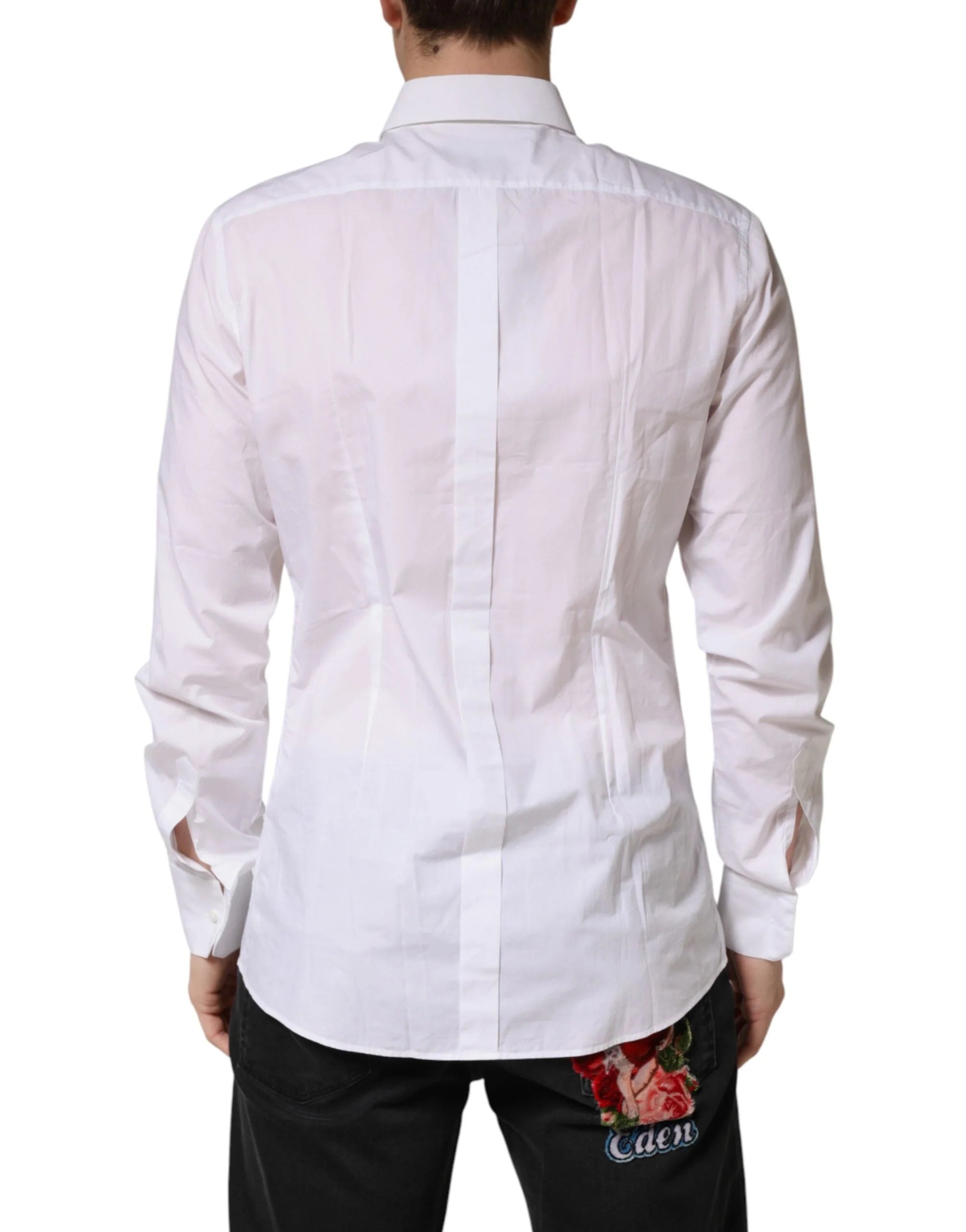 Dolce & Gabbana White GOLD Cotton Collared Formal Dress Shirt - IT41 | L