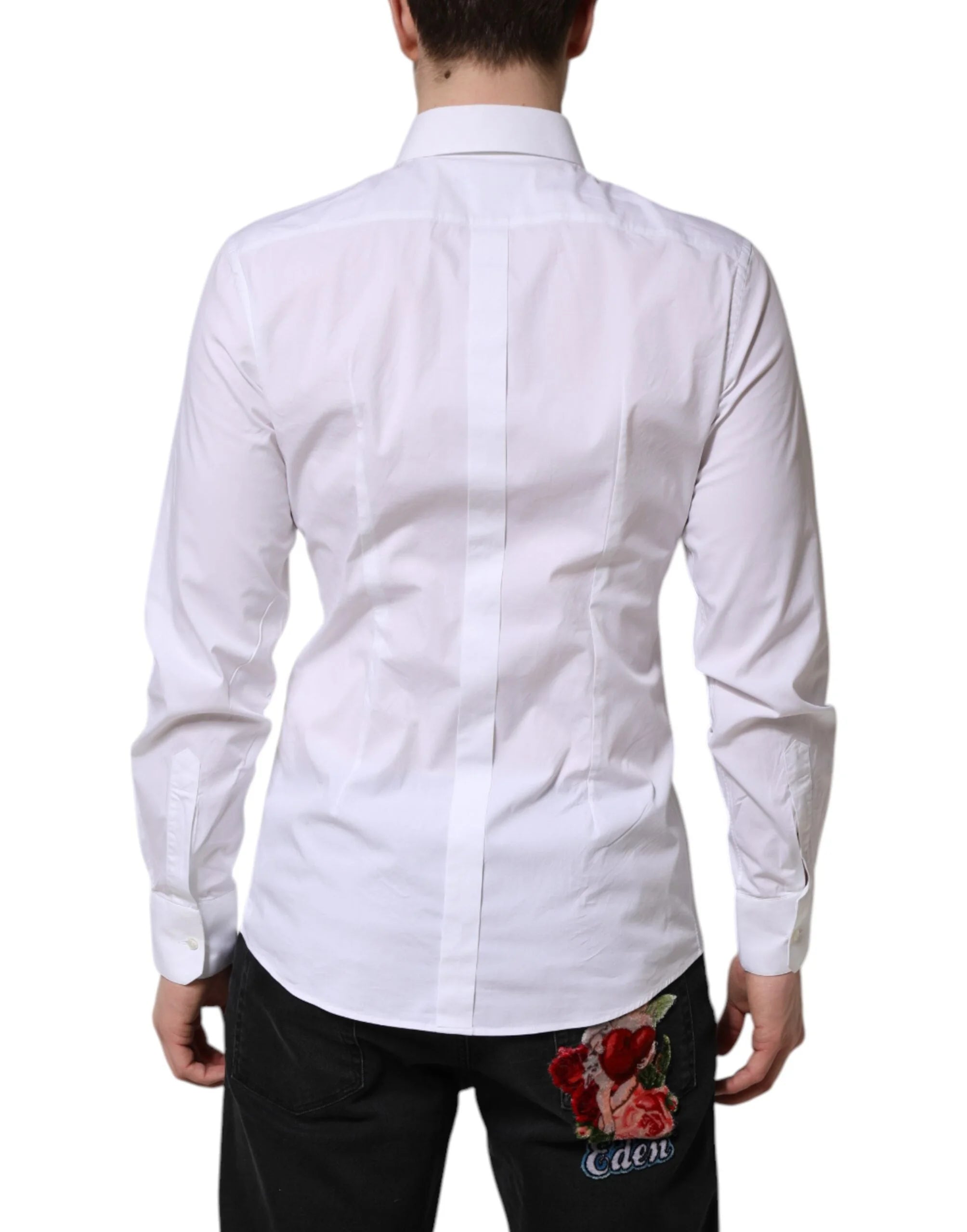 Dolce & Gabbana White GOLD Cotton Dress Formal Shirt - IT39 | S - Shirts