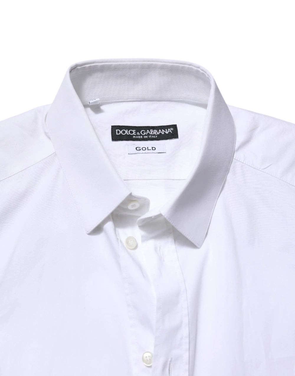 Dolce & Gabbana White GOLD Cotton Dress Formal Shirt - IT39 | S - Shirts
