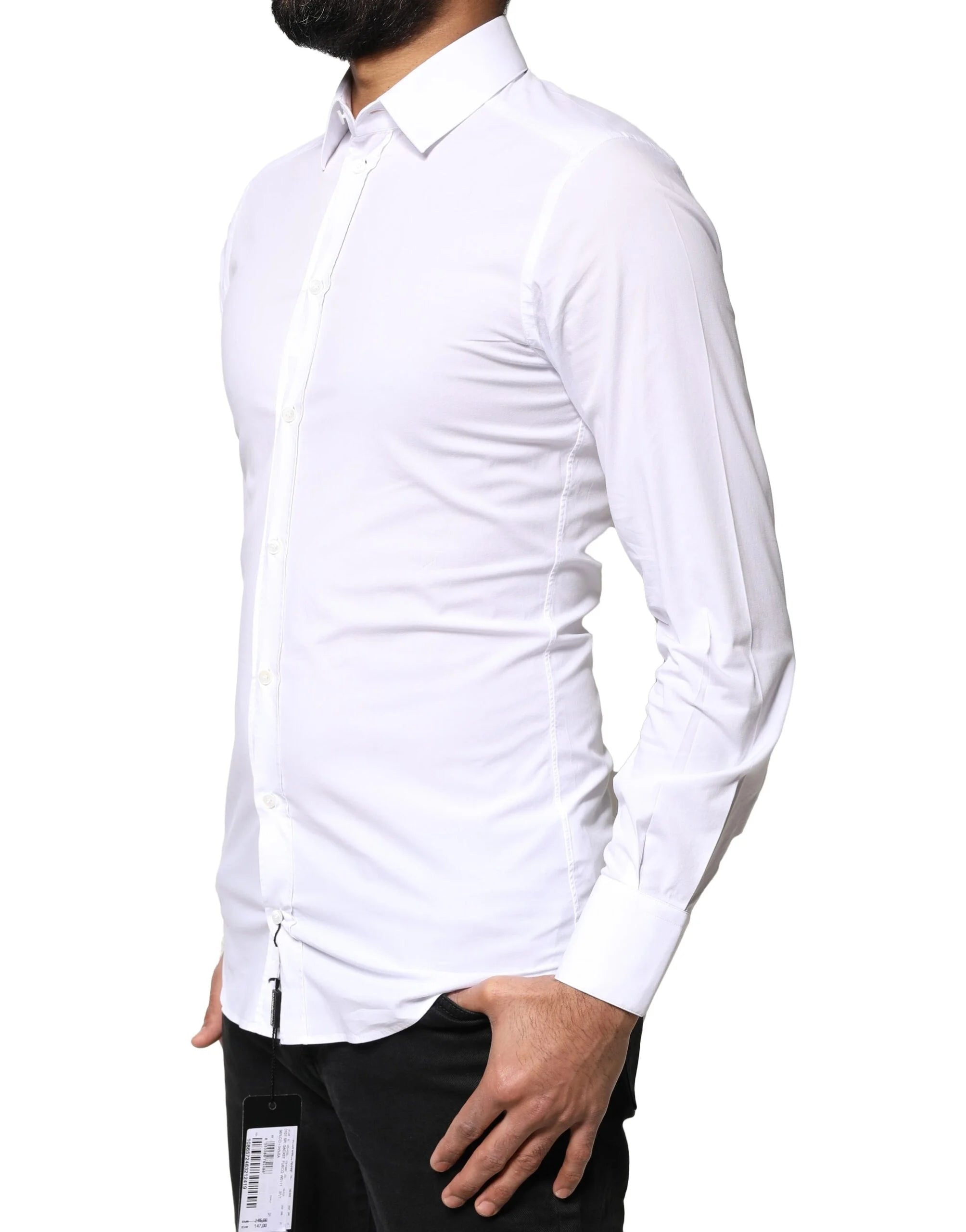 Dolce & Gabbana White GOLD Cotton Long Sleeves Dress Shirt - IT37 | XS - Shirts