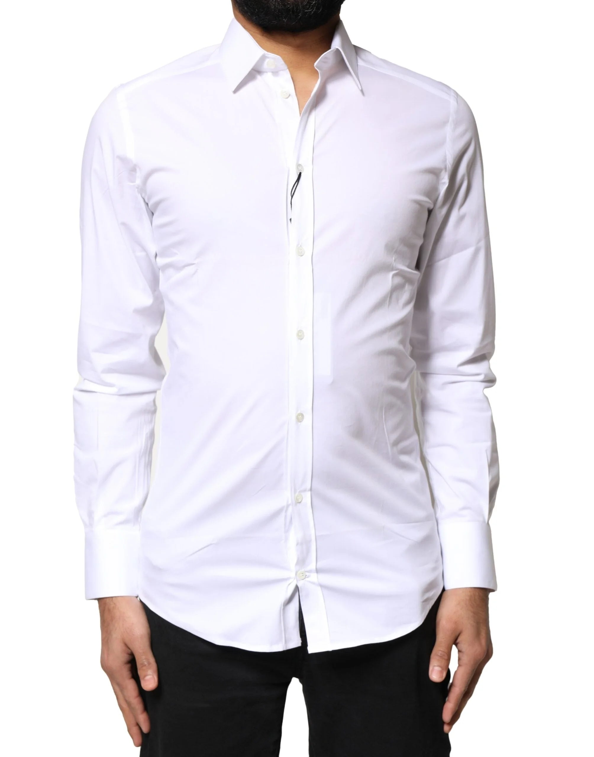 Dolce & Gabbana White GOLD Cotton Long Sleeves Dress Shirt - IT37 | XS - Shirts