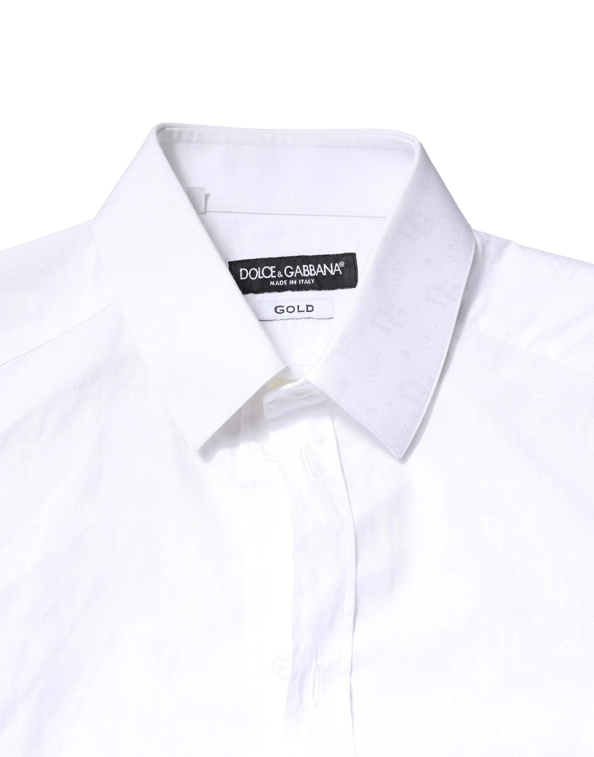 Dolce & Gabbana White GOLD Cotton Long Sleeves Dress Shirt - IT37 | XS - Shirts