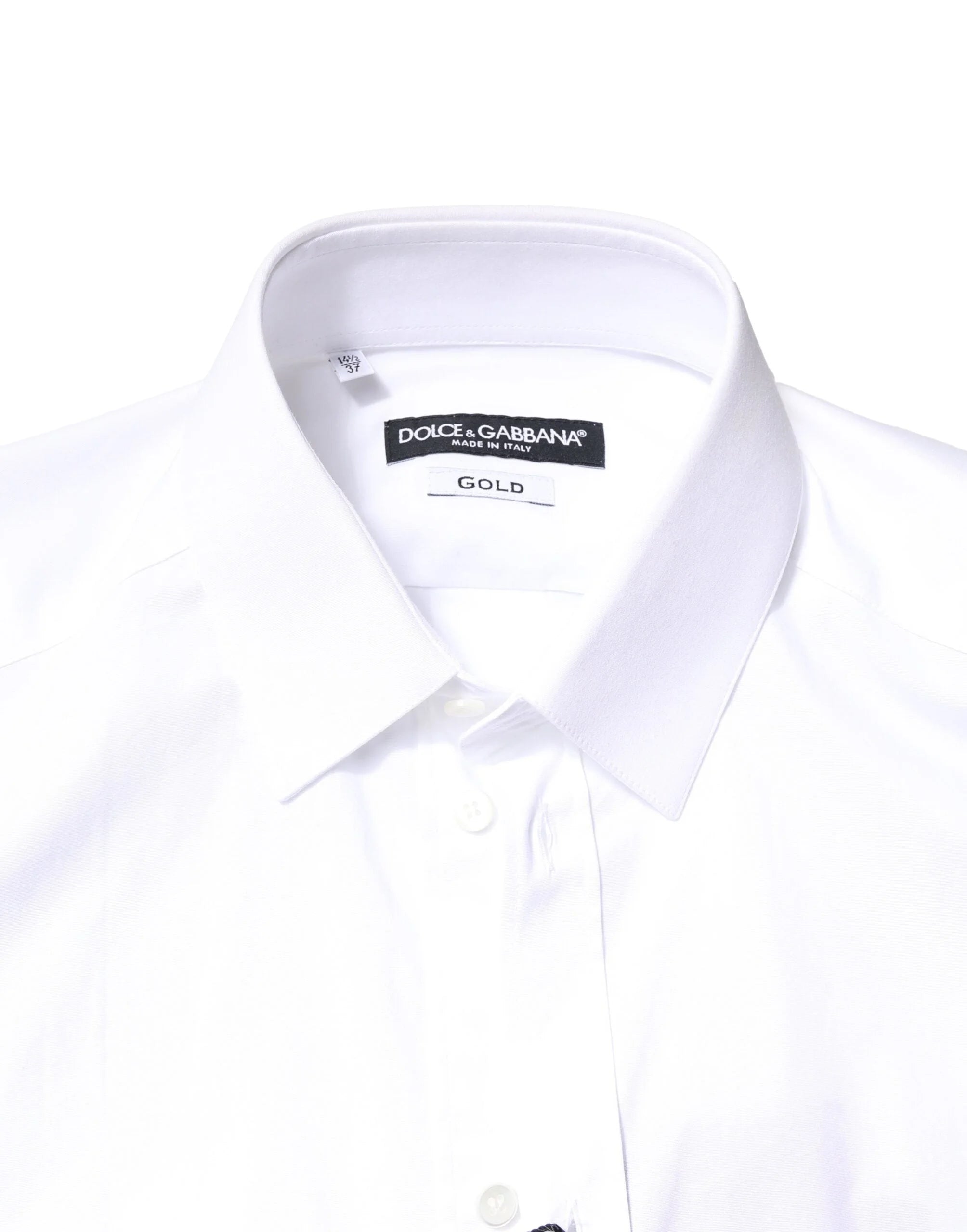 Dolce & Gabbana White GOLD Cotton Long Sleeves Dress Shirt - IT37 | XS - Shirts