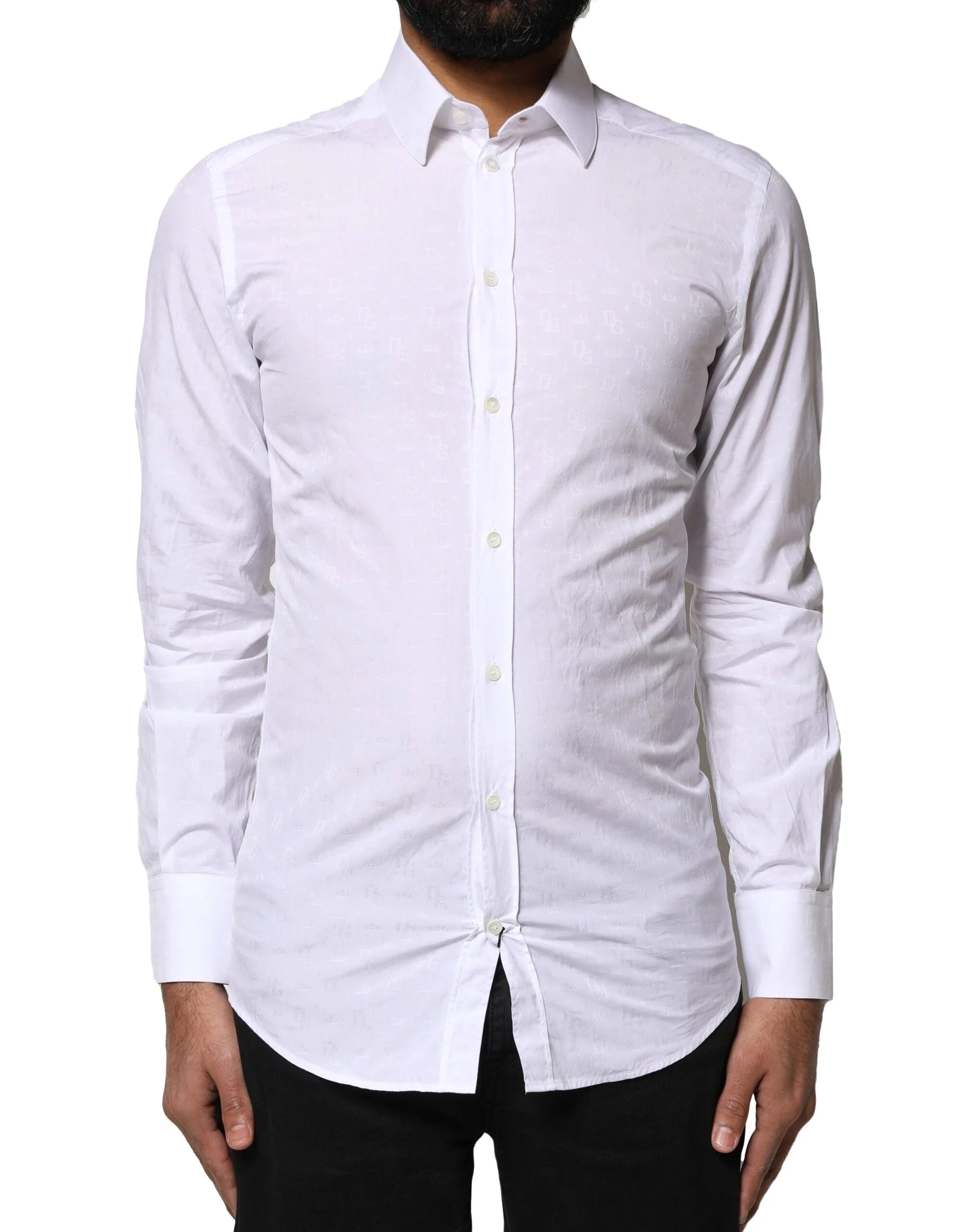 Dolce & Gabbana White GOLD Cotton Long Sleeves Dress Shirt - IT37 | XS - Shirts