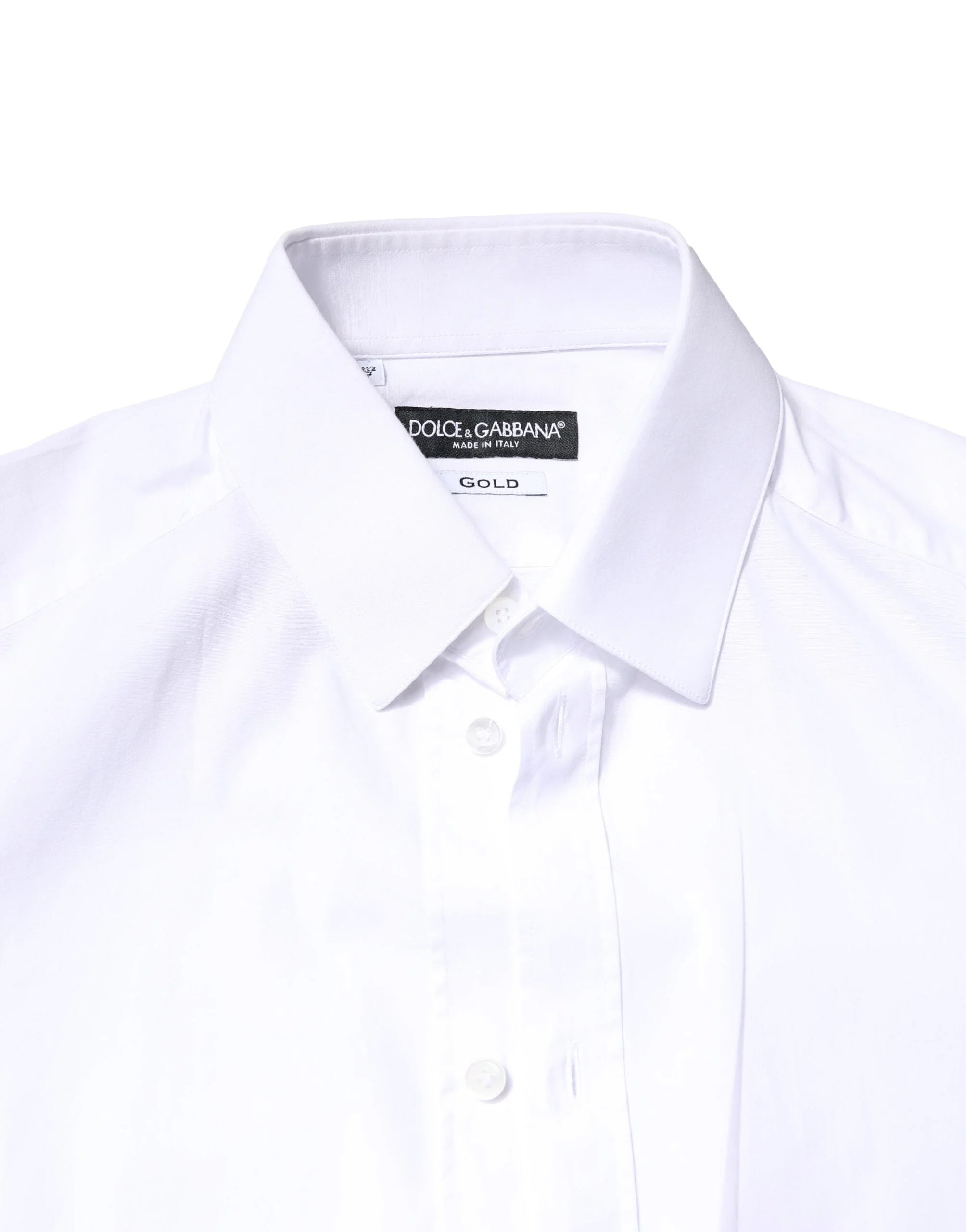 Dolce & Gabbana White GOLD Cotton Long Sleeves Dress Shirt - IT37 | XS - Shirts