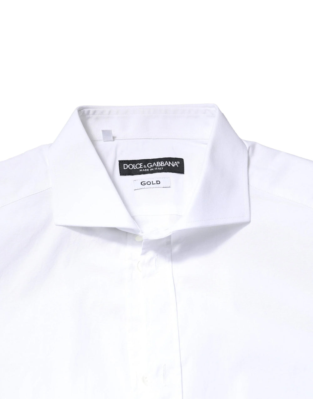 Dolce & Gabbana White GOLD Cotton Long Sleeves Dress Shirt - IT39 | S - Shirts