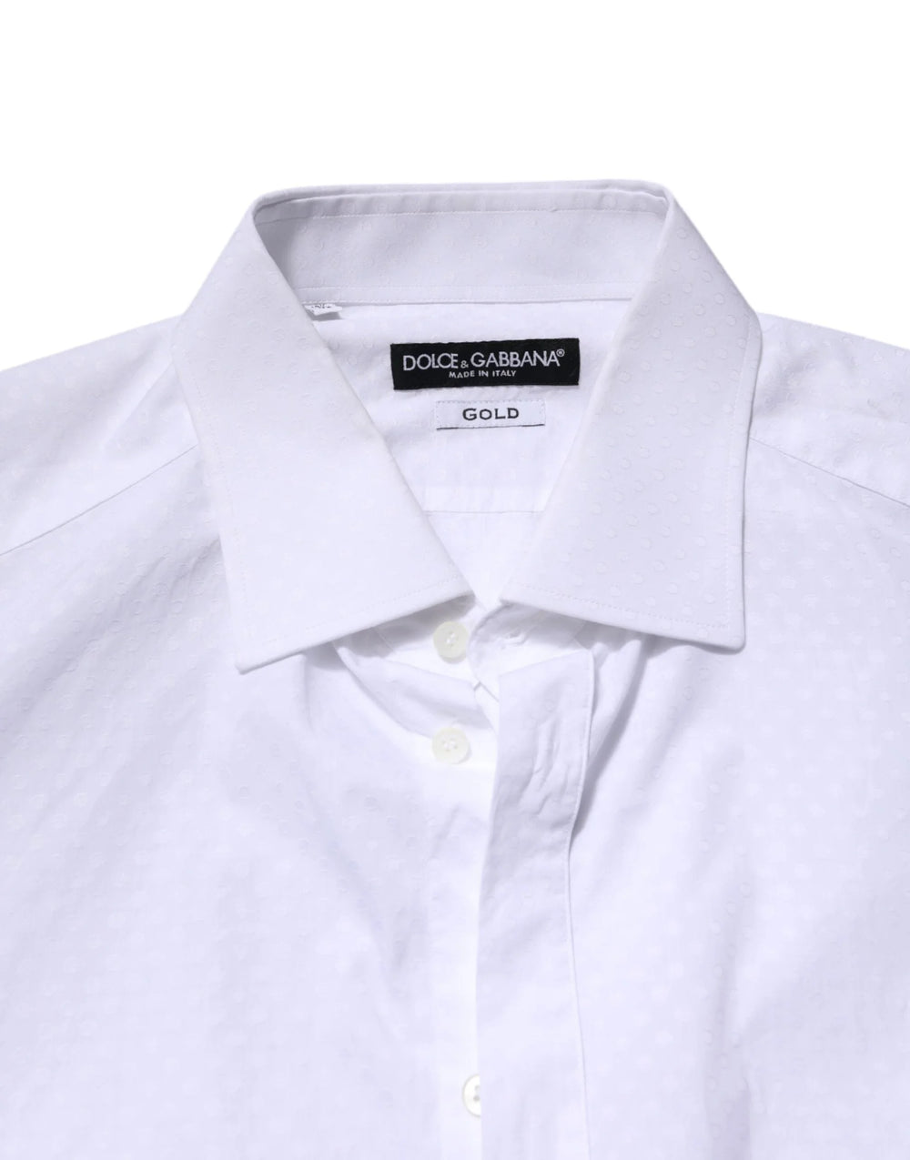 Dolce & Gabbana White GOLD Cotton Long Sleeves Formal Shirt - IT42 | XL