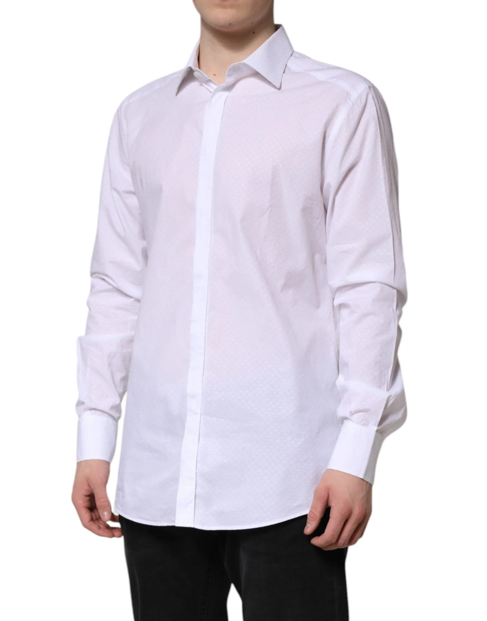 Dolce & Gabbana White GOLD Cotton Long Sleeves Formal Shirt - IT42 | XL
