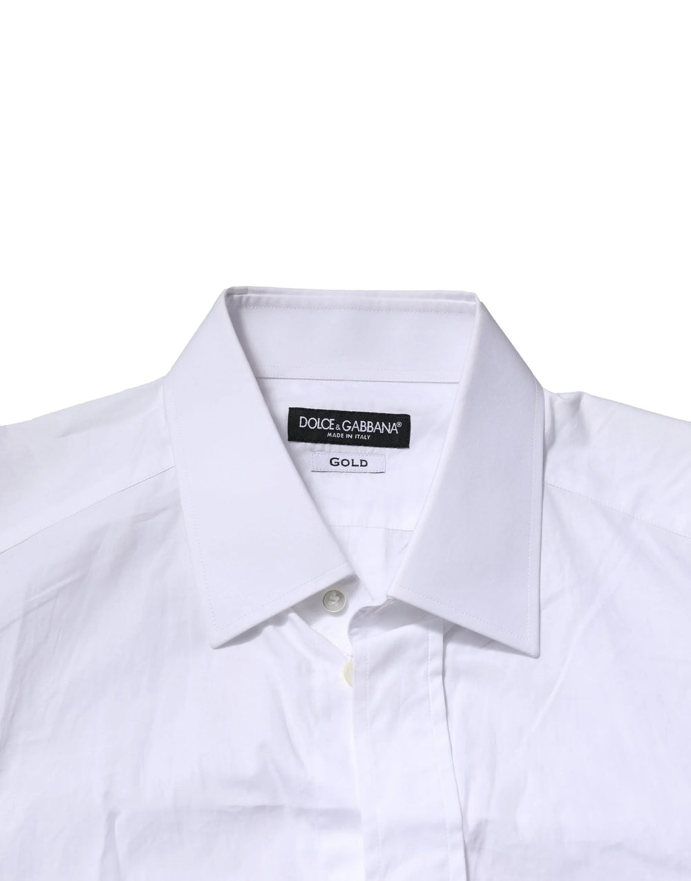 Dolce & Gabbana White GOLD Cotton Men Dress Formal Shirt - IT42 | XL - Shirts