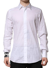Dolce & Gabbana White GOLD Cotton Men Dress Formal Shirt - IT42 | XL - Shirts