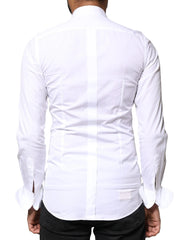 Dolce & Gabbana White GOLD Cotton Poplin Bib Formal Men Dress Shirt - IT39 | S - Shirts