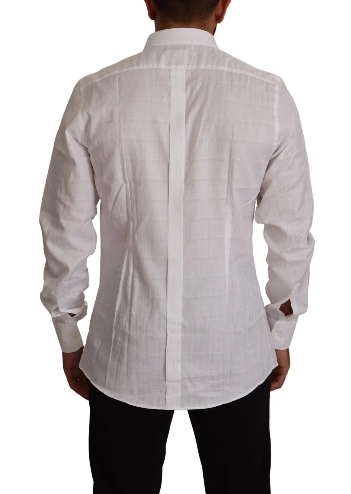 Dolce & Gabbana White GOLD Cotton Slim Fit Dress Formal Shirt - Shirts
