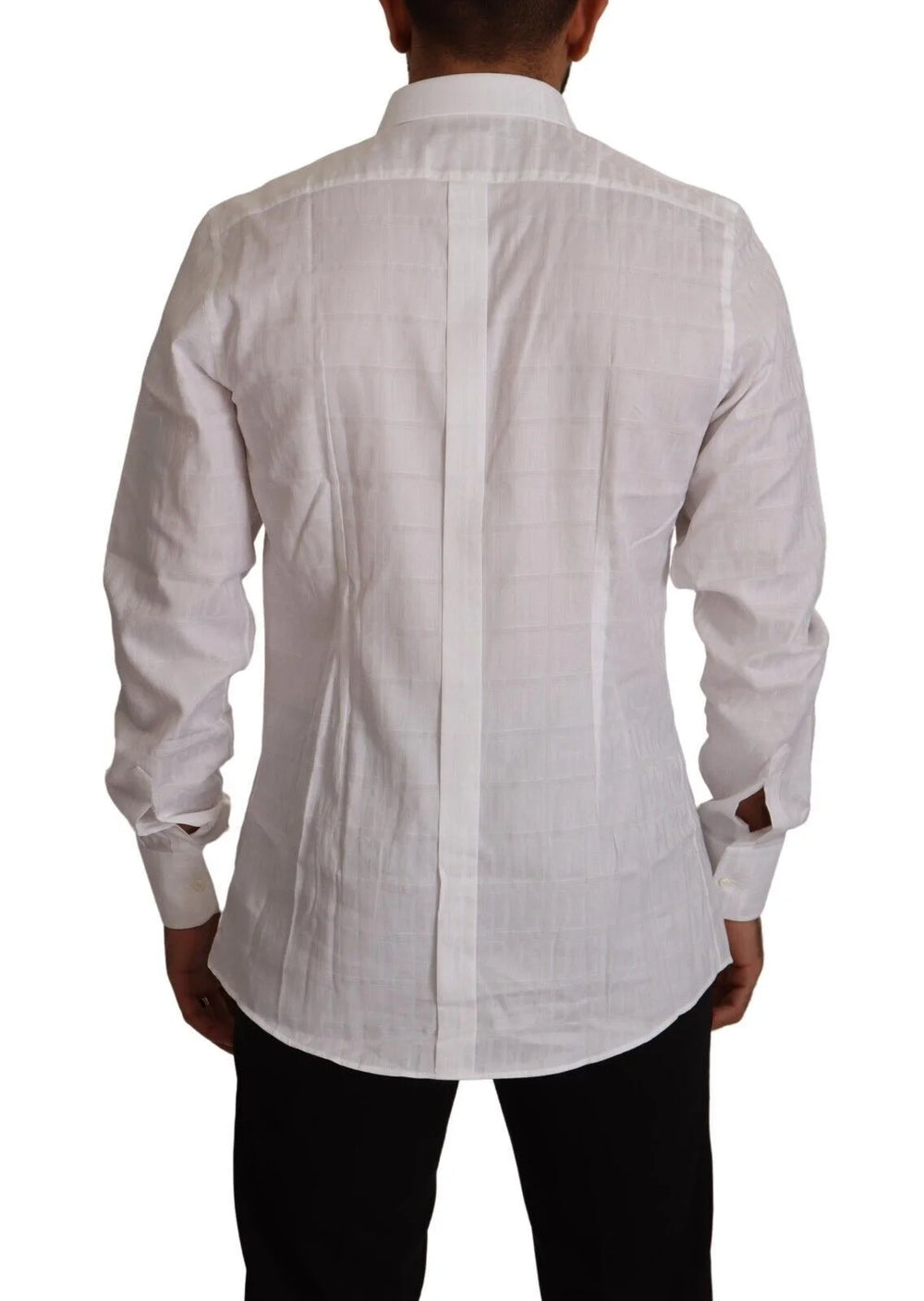 Dolce & Gabbana White GOLD Cotton Slim Fit Dress Formal Shirt - Shirts