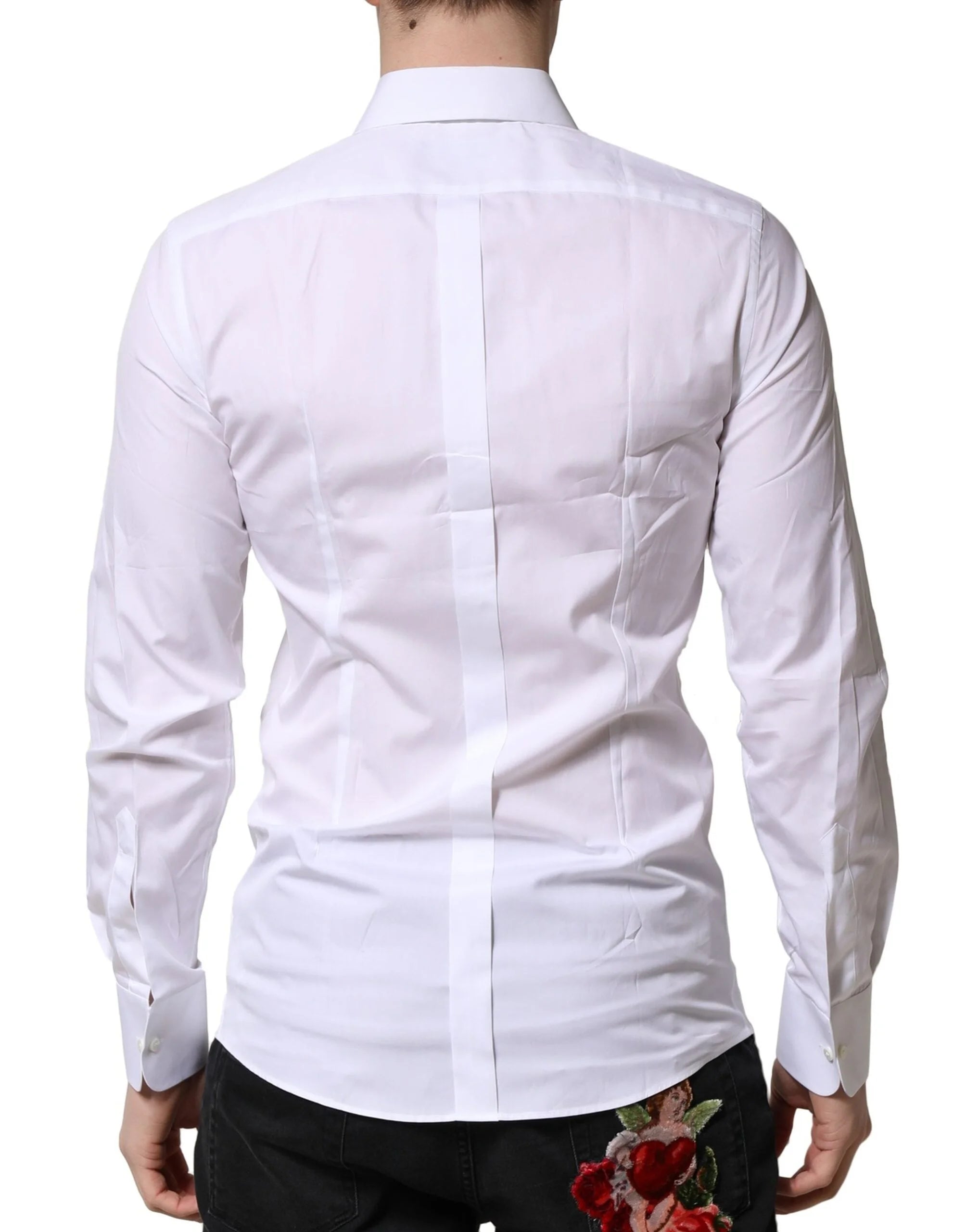 Dolce & Gabbana White GOLD Crown Cotton Dress Formal Shirt - IT39 | S - Shirts