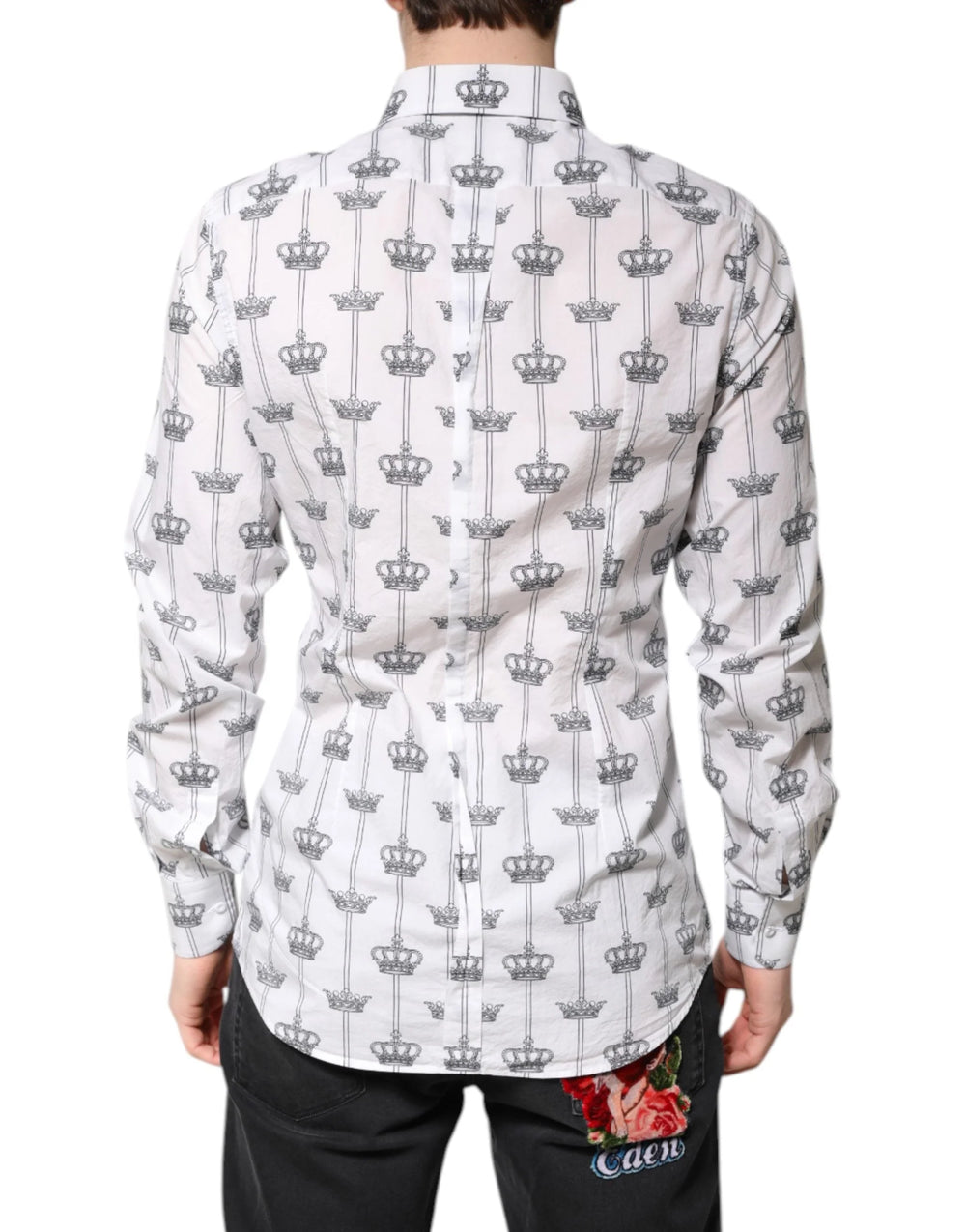 Dolce & Gabbana White GOLD Crown Cotton Dress Formal Shirt - IT43 | 2XL - Shirts