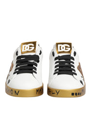 Dolce & Gabbana White Gold Crystal Portofino Sneakers Shoes - Sneakers