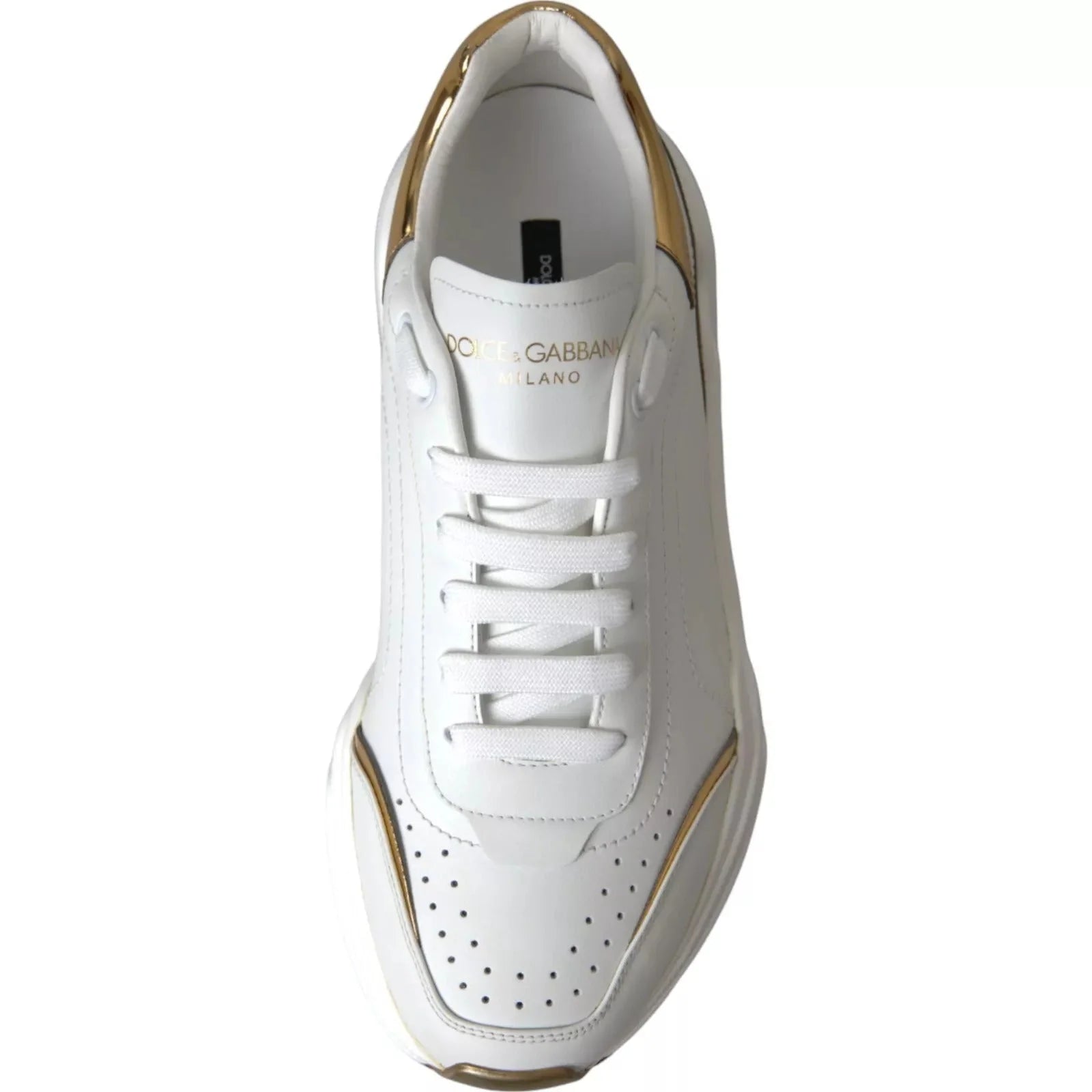 Dolce & Gabbana White Gold DAYMASTER Leather Sneakers Mens Shoes - EU41/US8 - Sneakers