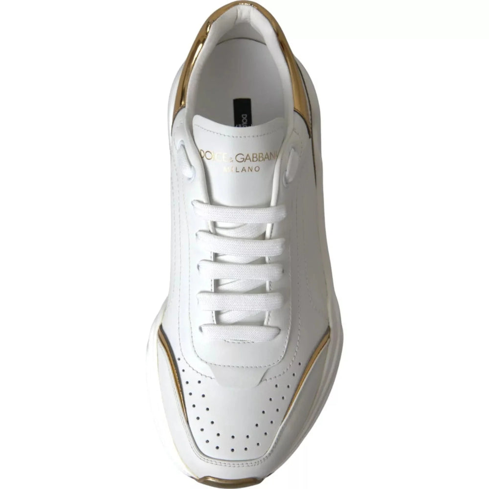 Dolce & Gabbana White Gold DAYMASTER Leather Sneakers Mens Shoes - EU41/US8 - Sneakers