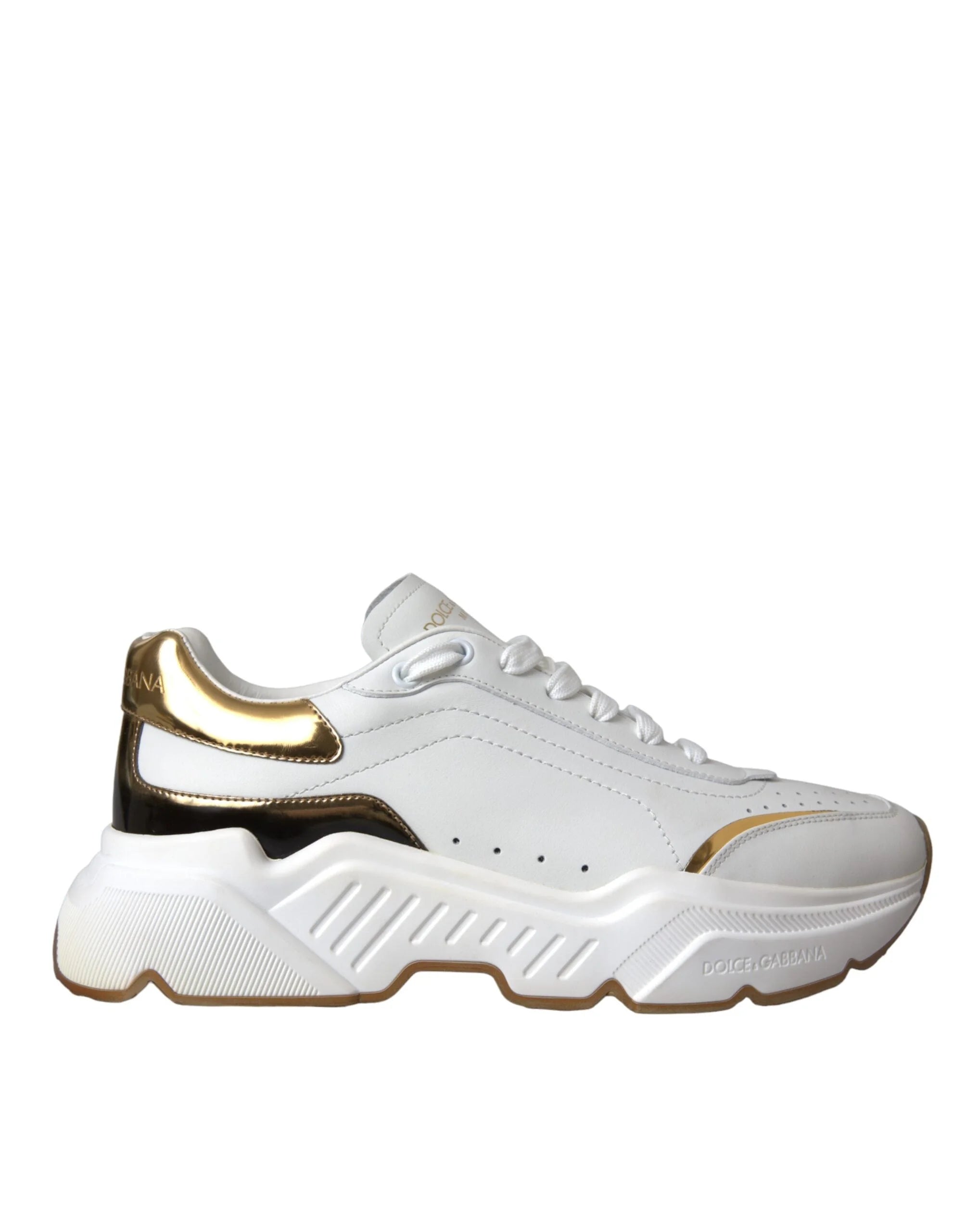 Dolce & Gabbana White Gold DAYMASTER Leather Sneakers Shoes - EU40/US9.5 - Sneakers