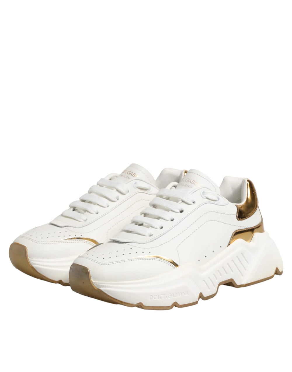 Dolce & Gabbana White Gold Daymaster Low Top Sneakers Shoes - EU37.5/US7