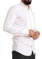 Dolce & Gabbana White GOLD Formal Cotton Tuxedo Dress Shirt - IT38 | XS - Shirts