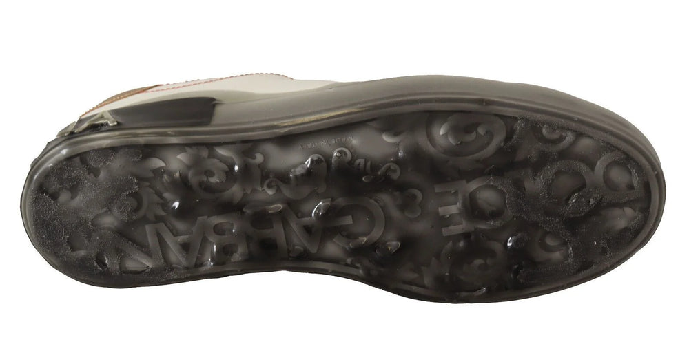 Dolce & Gabbana White Gold Leather Low Top Sneakers Casual Shoes - Sneakers