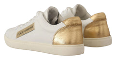 Dolce & Gabbana White Gold Leather Low Top Sneakers - EU35/US4.5 - Sneakers
