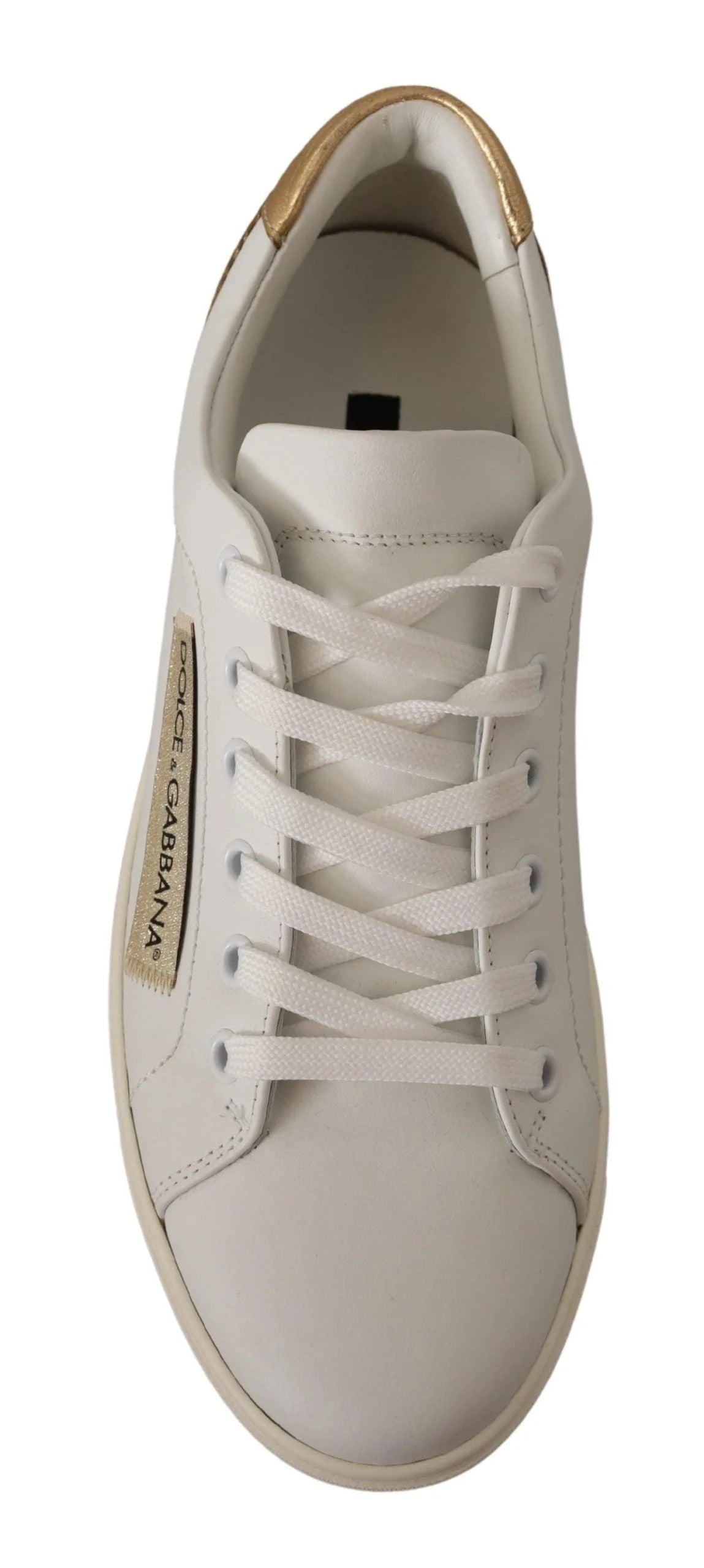 Dolce & Gabbana White Gold Leather Low Top Sneakers - EU35/US4.5 - Sneakers