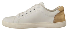 Dolce & Gabbana White Gold Leather Low Top Sneakers - EU35/US4.5 - Sneakers