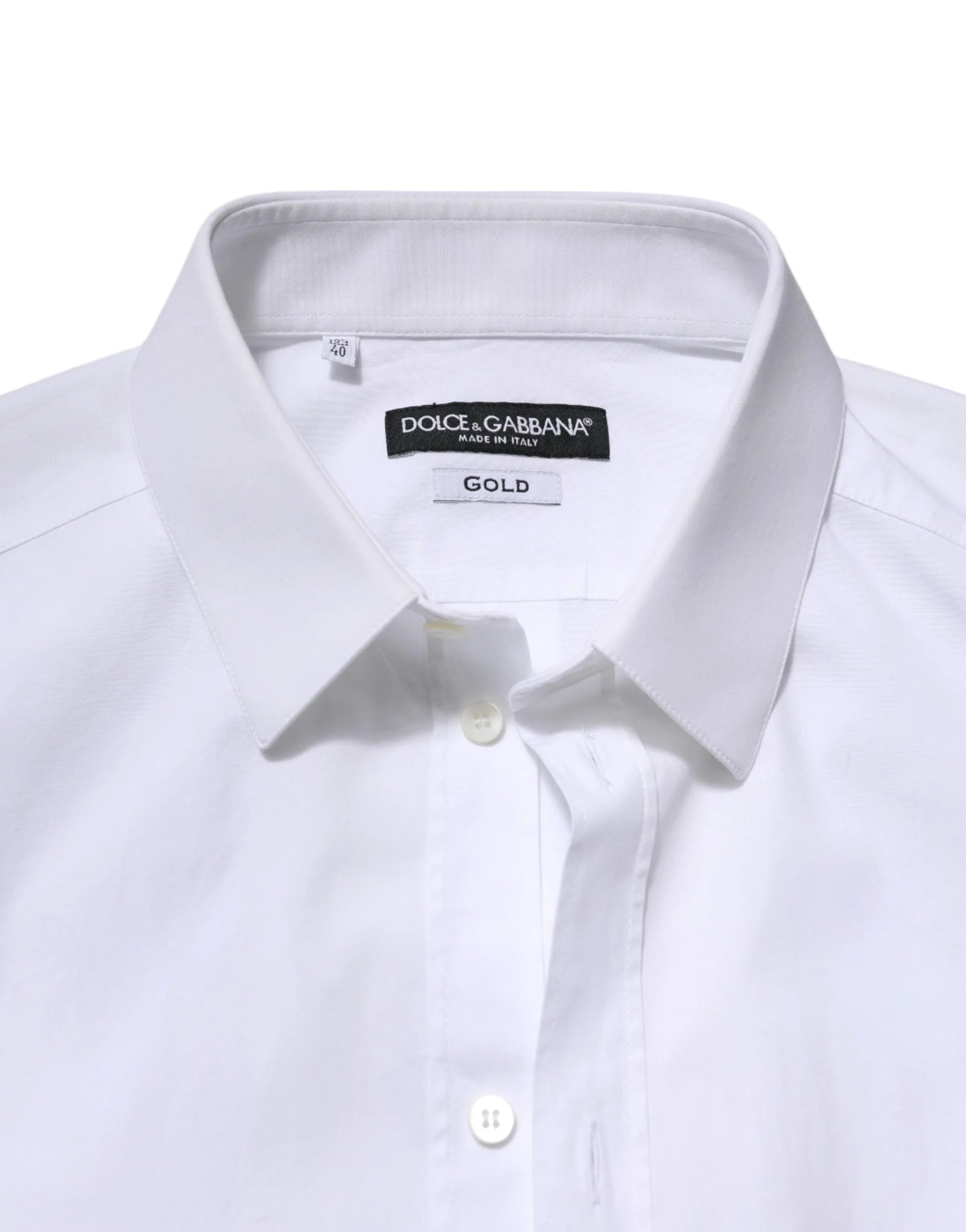 Dolce & Gabbana White GOLD Long Sleeve Dress Formal Shirt - IT40 | M - Shirts