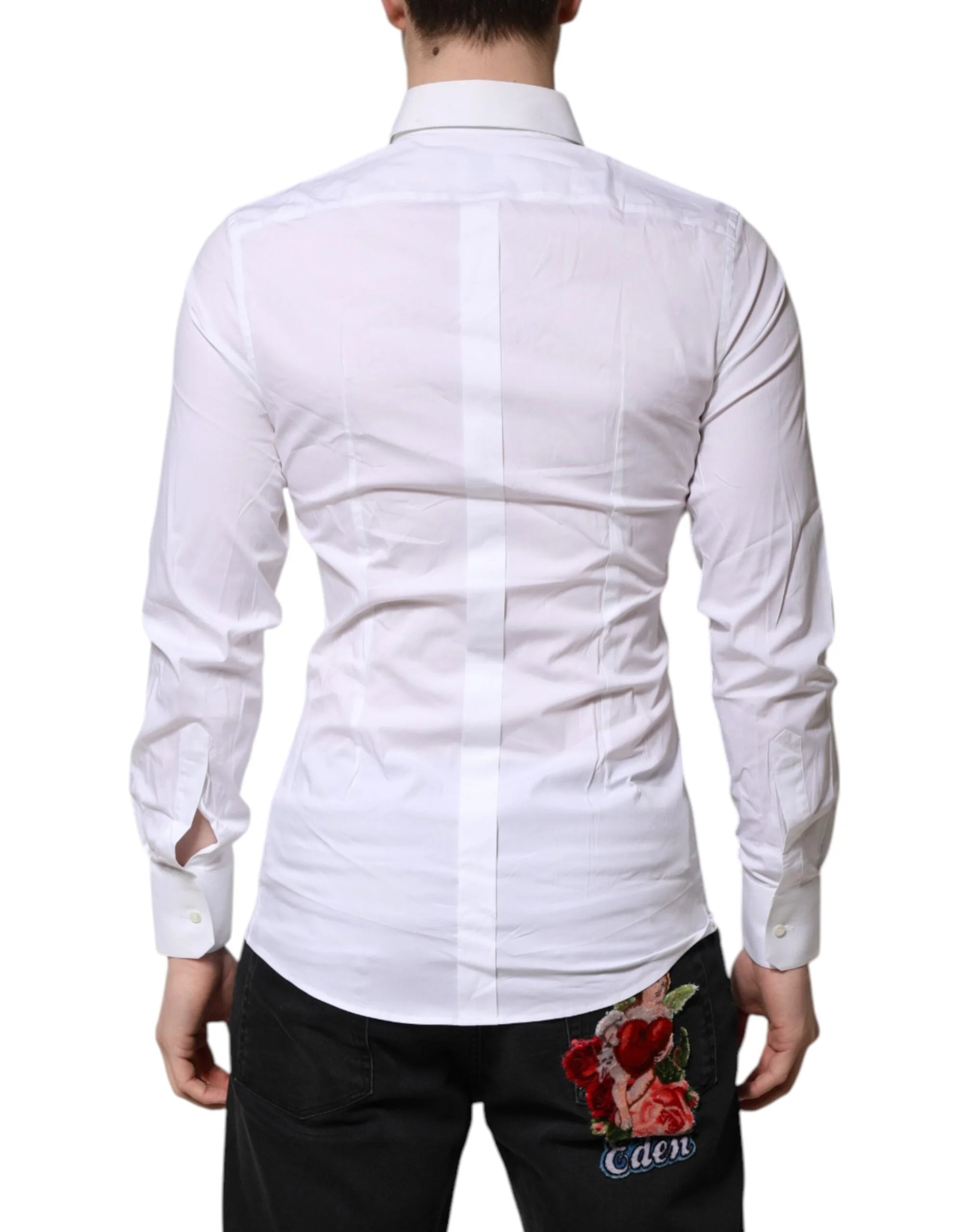 Dolce & Gabbana White GOLD Long Sleeves Dress Formal Shirt - IT38 | XS - Shirts