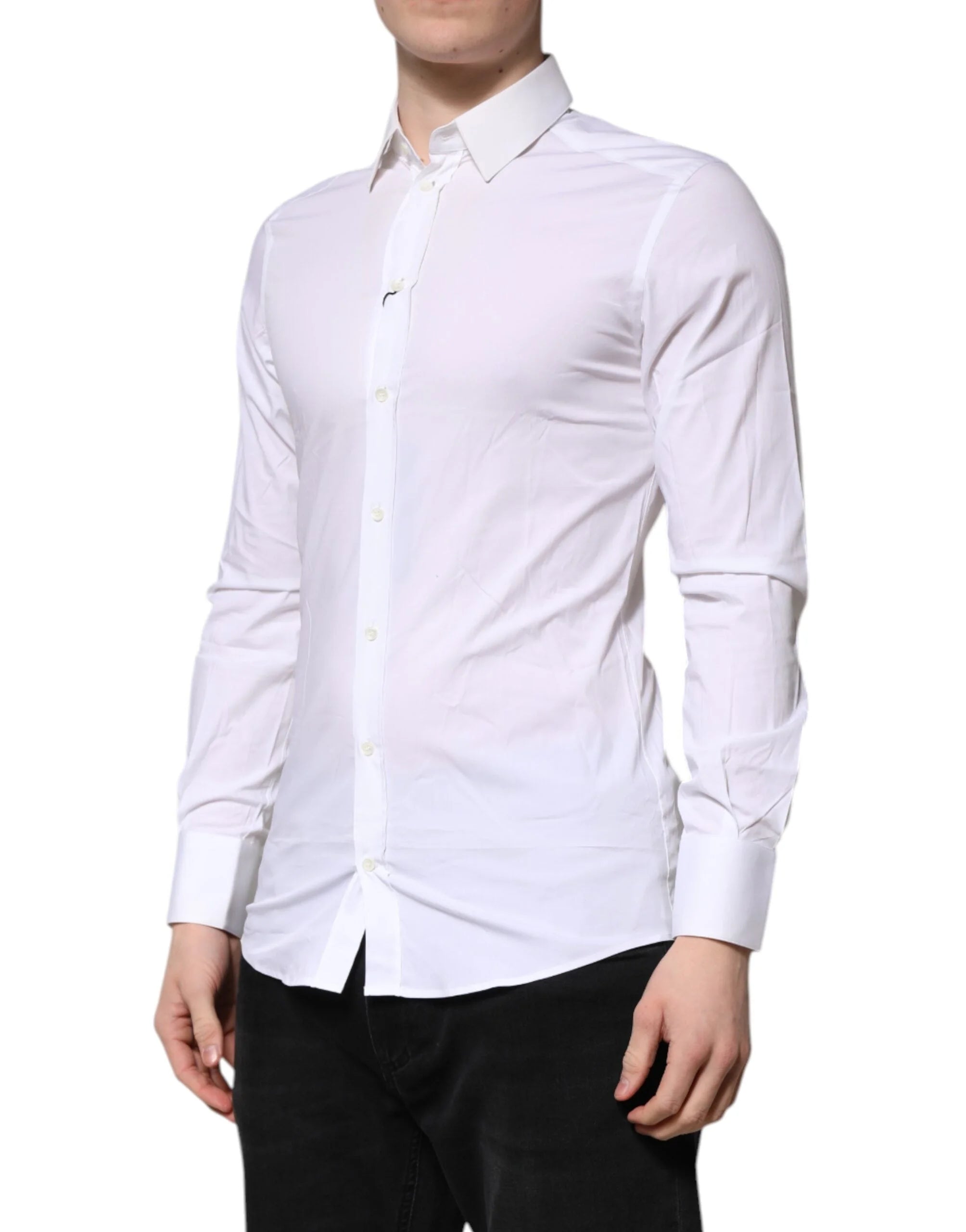 Dolce & Gabbana White GOLD Long Sleeves Dress Formal Shirt - IT38 | XS - Shirts