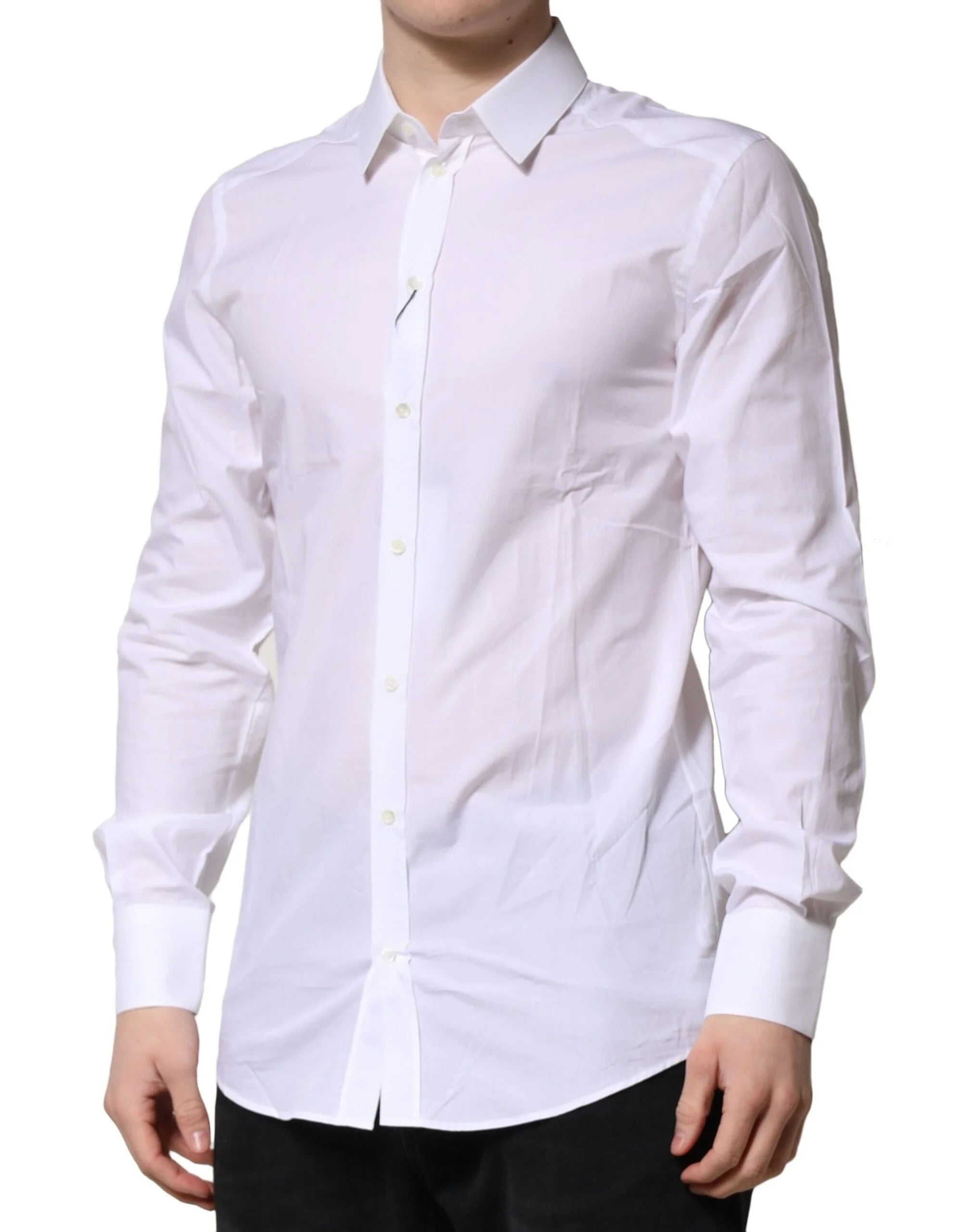 Dolce & Gabbana White GOLD Long Sleeves Dress Formal Shirt - IT40 | M - Shirts