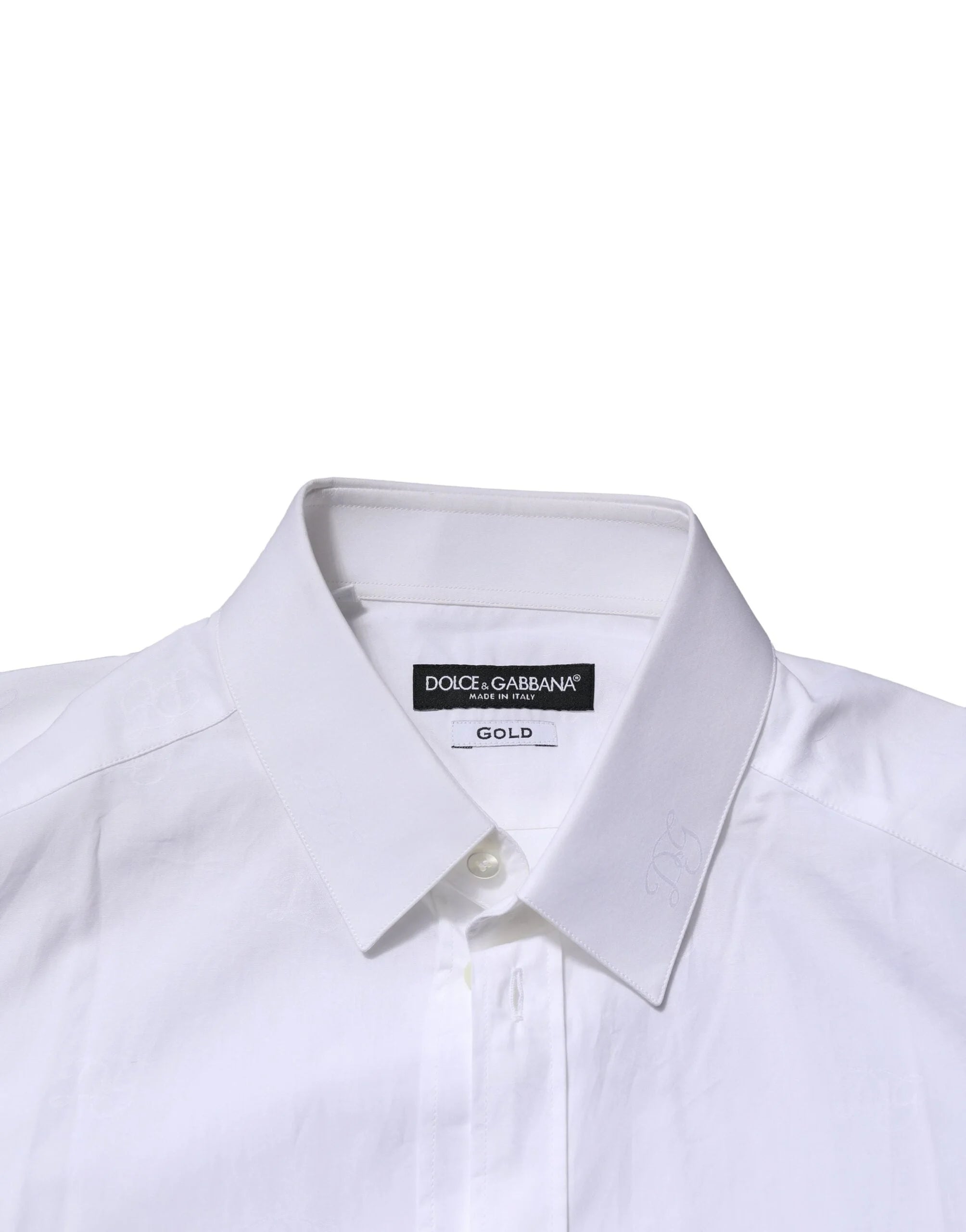 Dolce & Gabbana White GOLD Long Sleeves Dress Formal Shirt - IT40 | M - Shirts