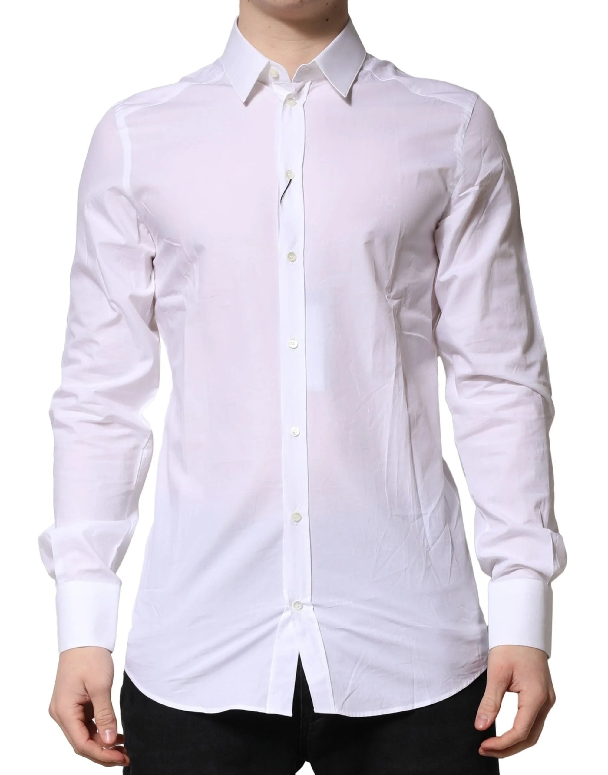 Dolce & Gabbana White GOLD Long Sleeves Dress Formal Shirt - IT40 | M - Shirts