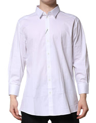 Dolce & Gabbana White GOLD Long Sleeves Dress Formal Shirt - IT45 | 3XL - Shirts