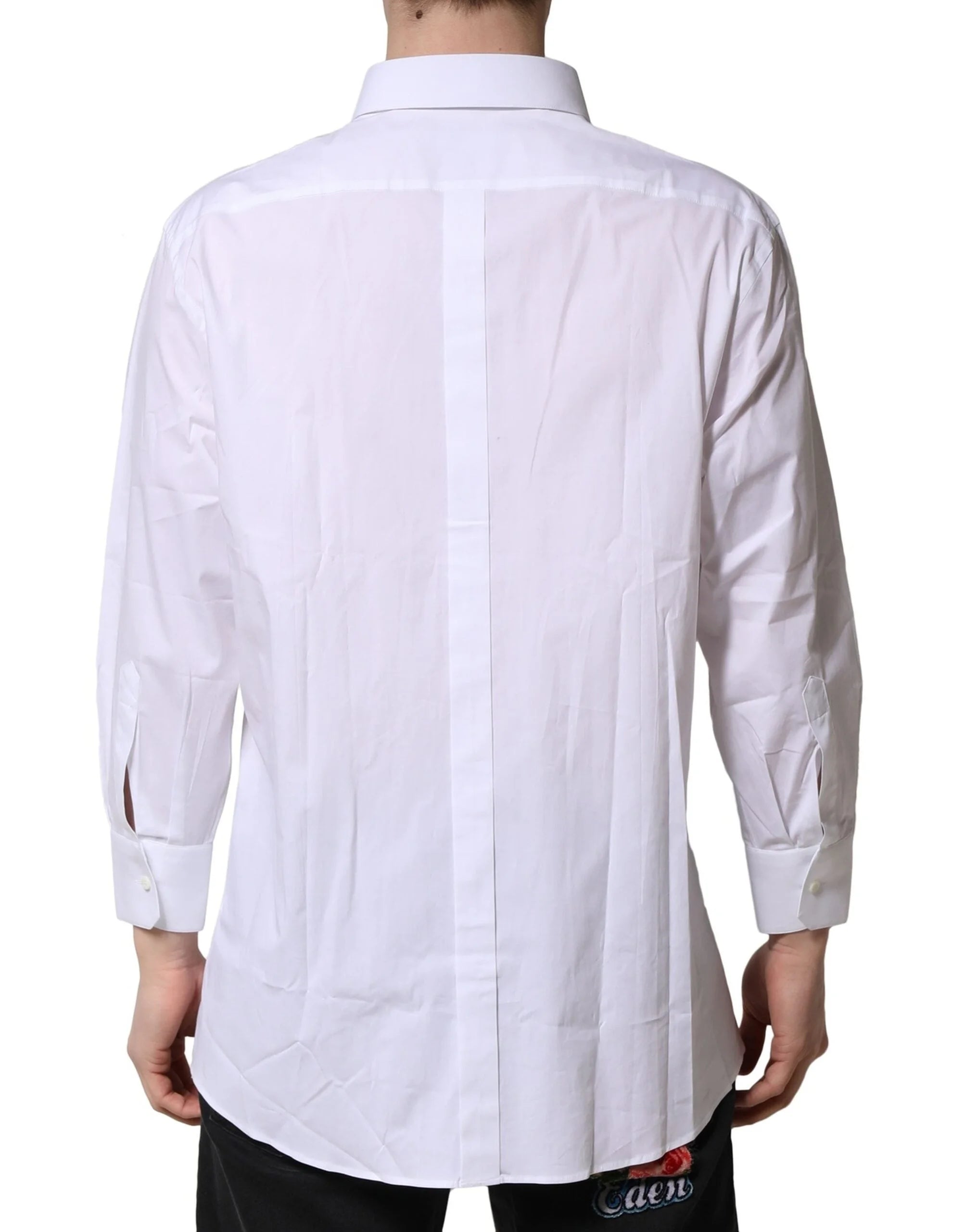 Dolce & Gabbana White GOLD Long Sleeves Dress Formal Shirt - IT45 | 3XL - Shirts