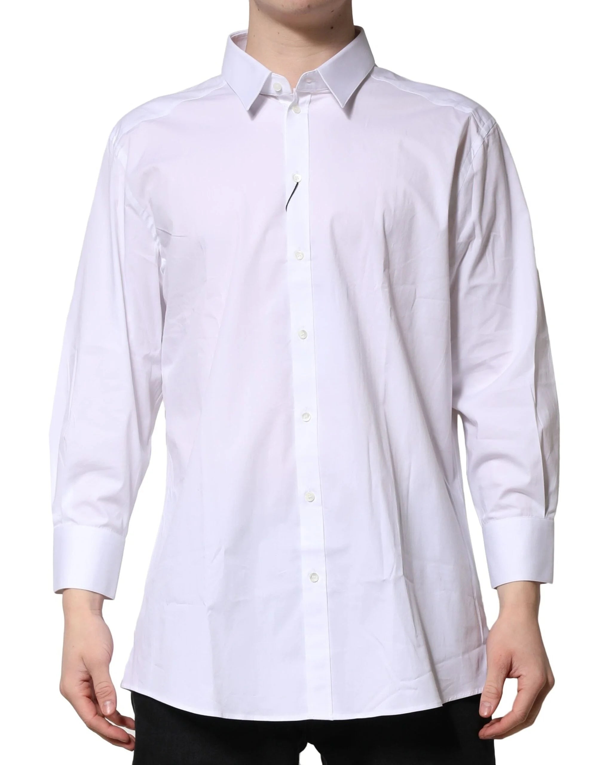 Dolce & Gabbana White GOLD Long Sleeves Dress Formal Shirt - IT45 | 3XL - Shirts