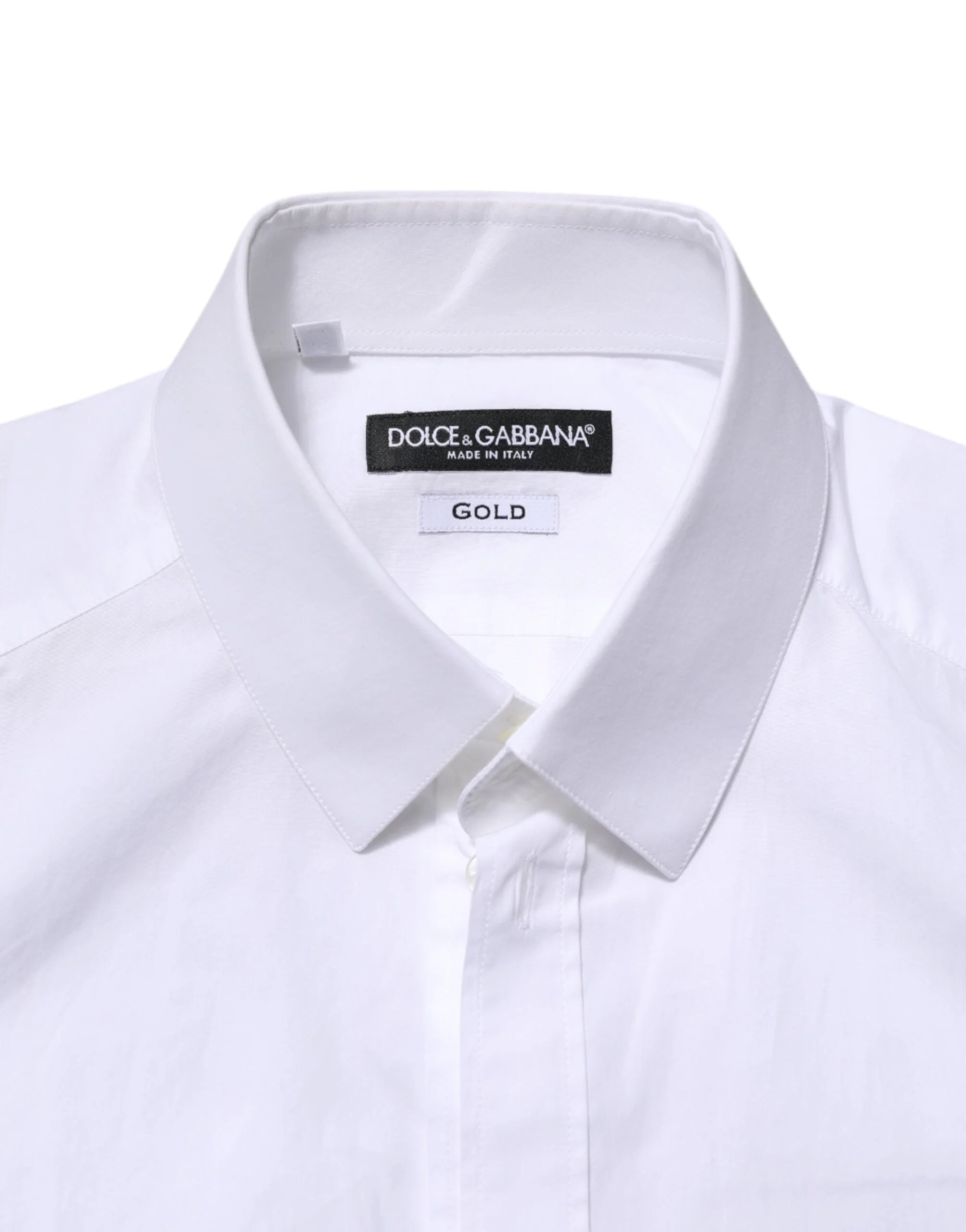 Dolce & Gabbana White GOLD Long Sleeves Dress Men Formal Shirt - IT38 | XS - Shirts