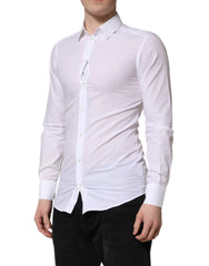 Dolce & Gabbana White GOLD Long Sleeves Dress Men Formal Shirt - IT38 | XS - Shirts
