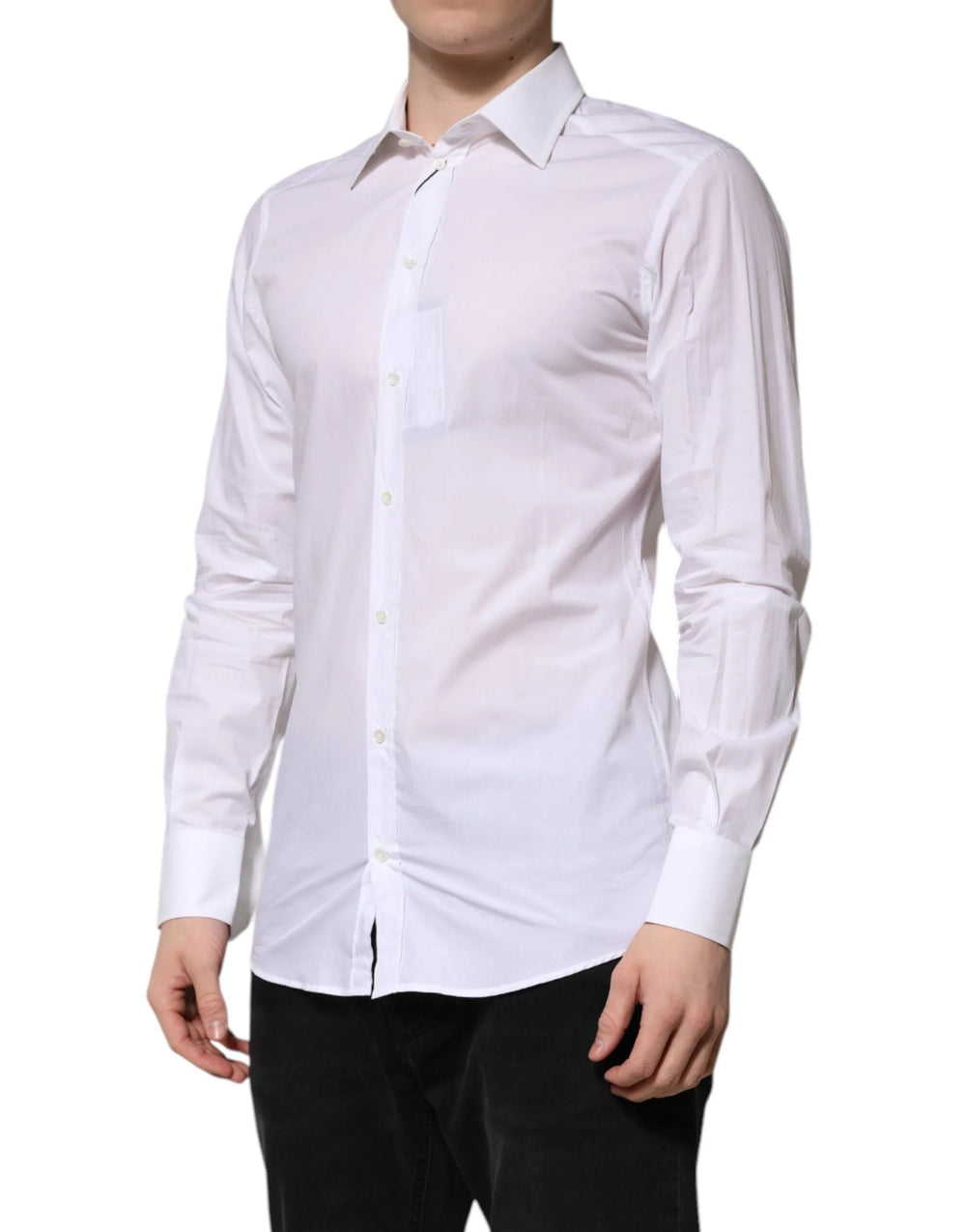 Dolce & Gabbana White GOLD Long Sleeves Dress Men Formal Shirt - IT38 | XS - Shirts
