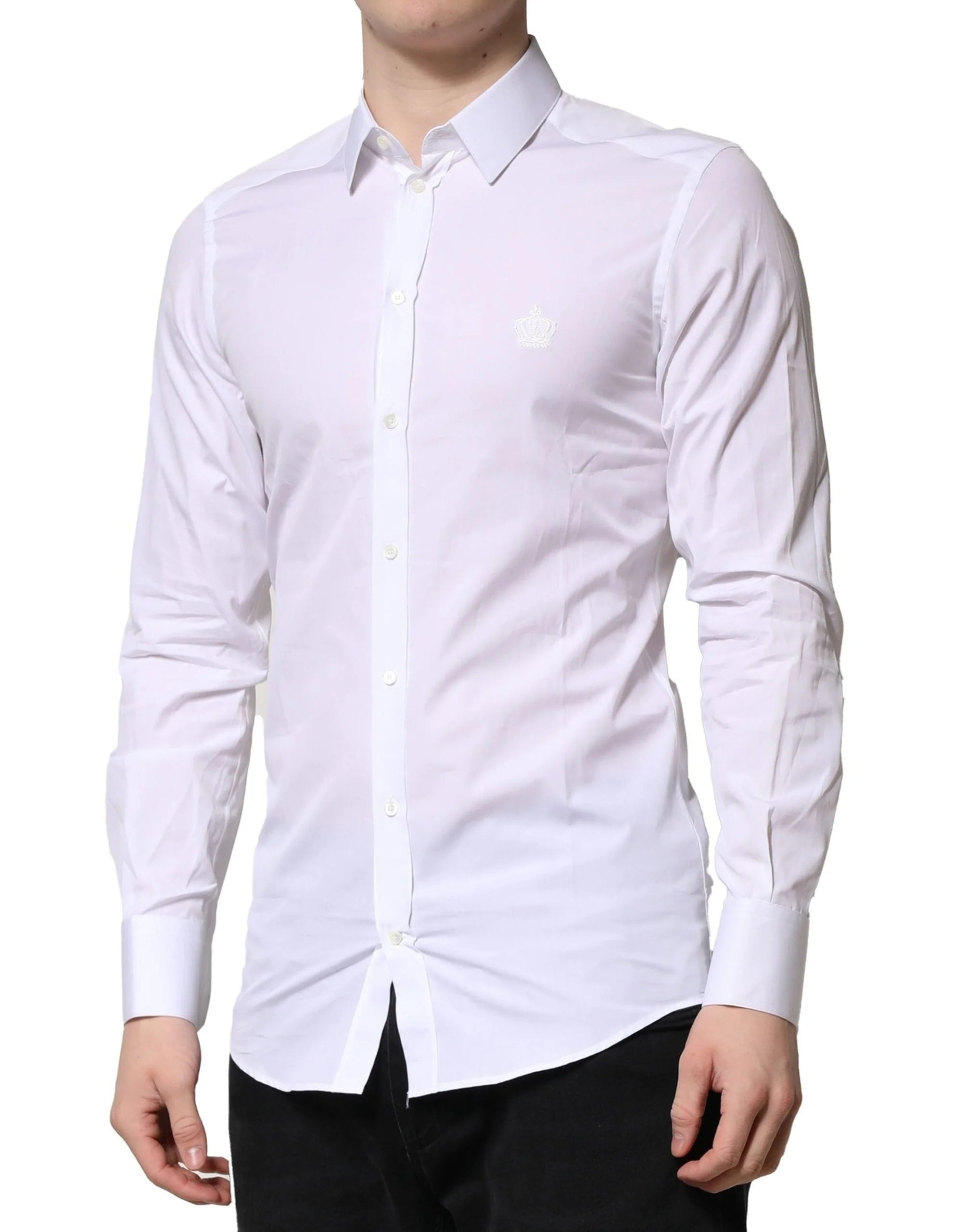 Dolce & Gabbana White GOLD Long Sleeves Men Dress Formal Shirt - IT38 | XS - Shirts