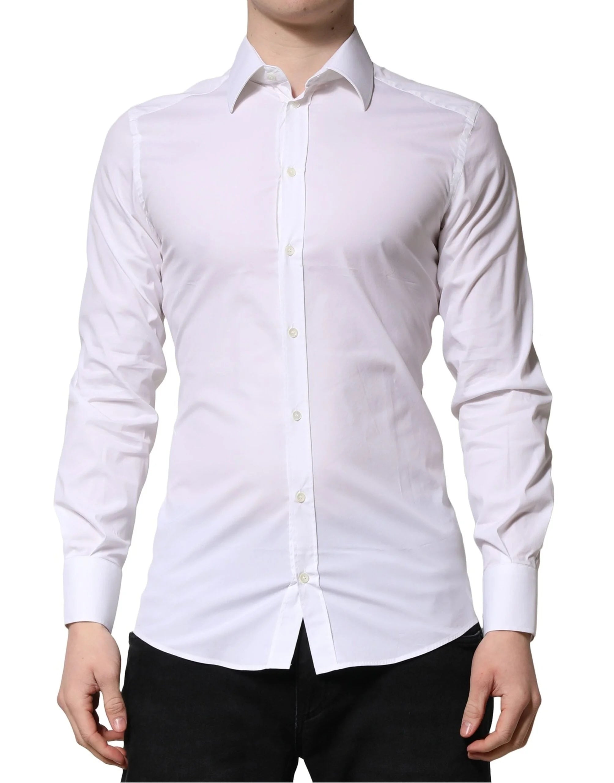 Dolce & Gabbana White GOLD Long Sleeves Men Dress Formal Shirt - IT38 | XS - Shirts